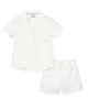 Women's Twill Pajama Short Set in White sold by Petite Plume