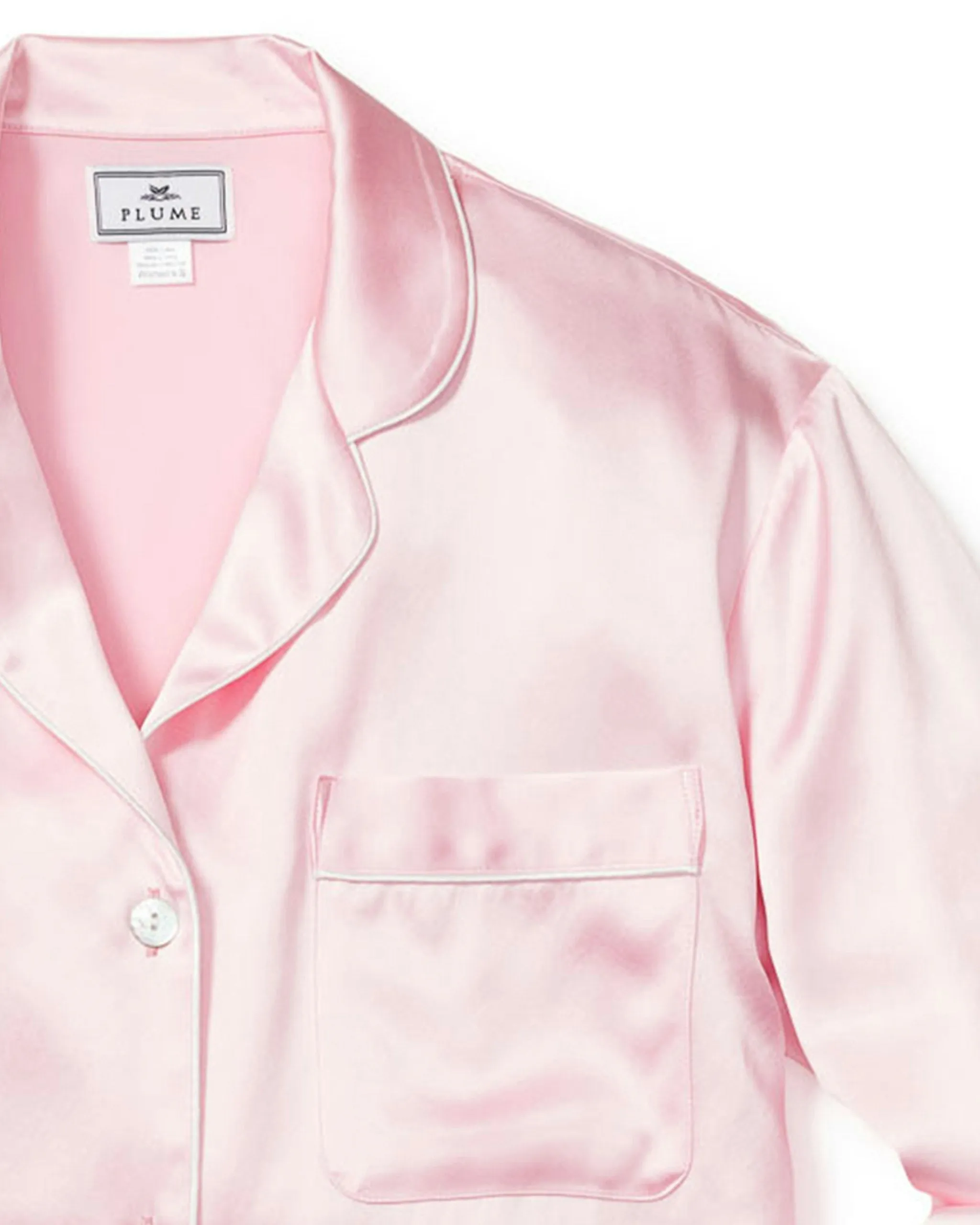 Women's Silk Pajama Set in Pink sold by Petite Plume product image thumbnail 4