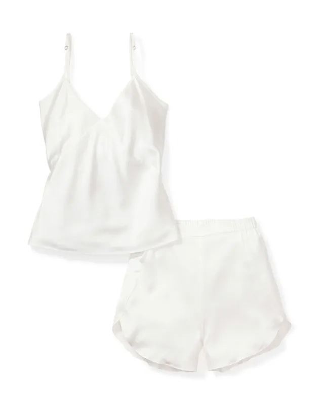 Women's Silk Cami Short Set in White sold by Petite Plume