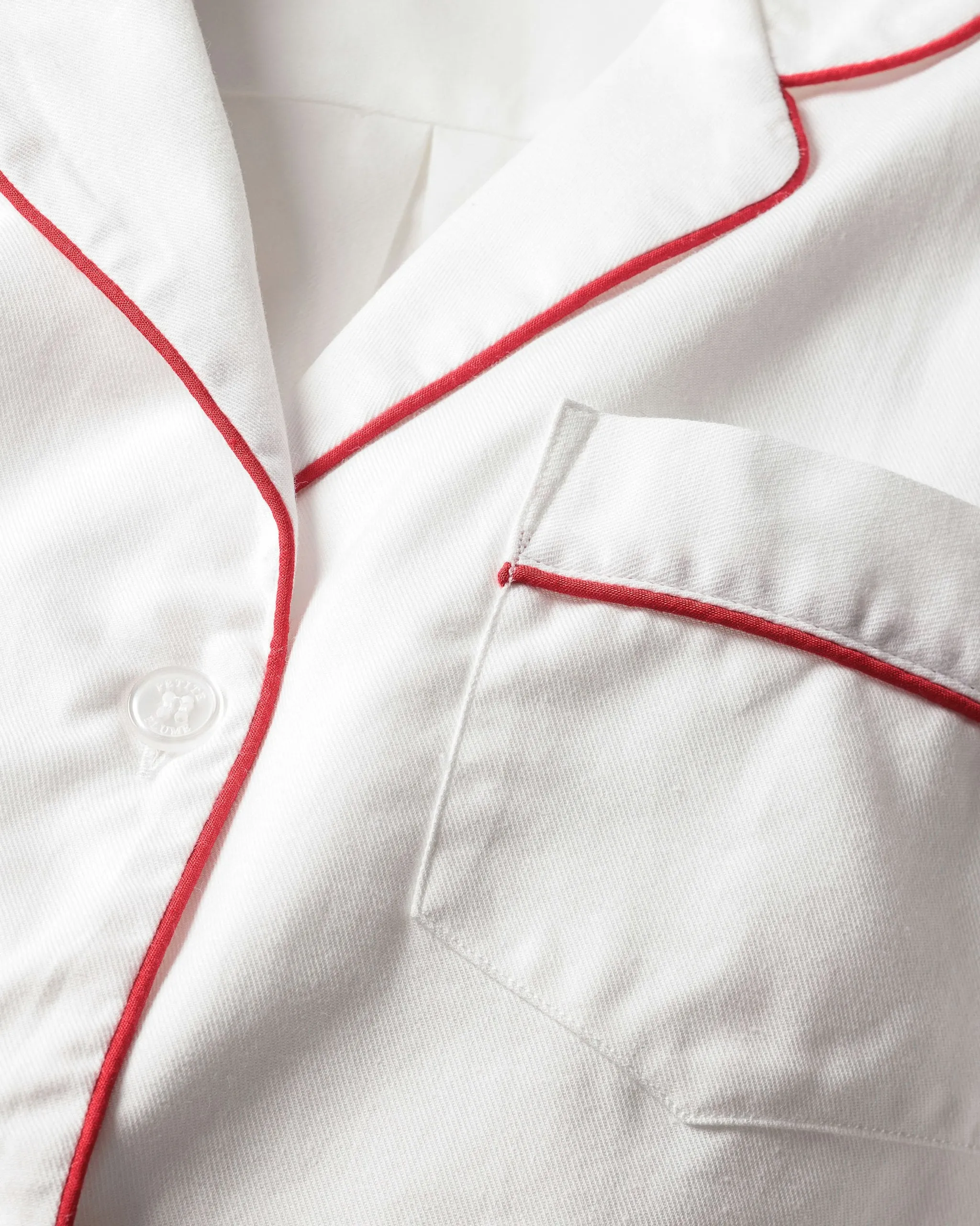Women's Twill Pajama Set in White With Red Piping sold by Petite Plume product image thumbnail 4