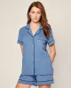 Women's Pima Short Sleeve Short Set in Mystique Blue sold by Petite Plume