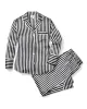 Women's Silk Pajama Set in Black and White Bengal Stripe sold by Petite Plume