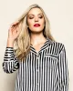 Women's Silk Pajama Set in Black and White Bengal Stripe sold by Petite Plume