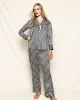 Women's Silk Pajama Set in Black and White Bengal Stripe sold by Petite Plume
