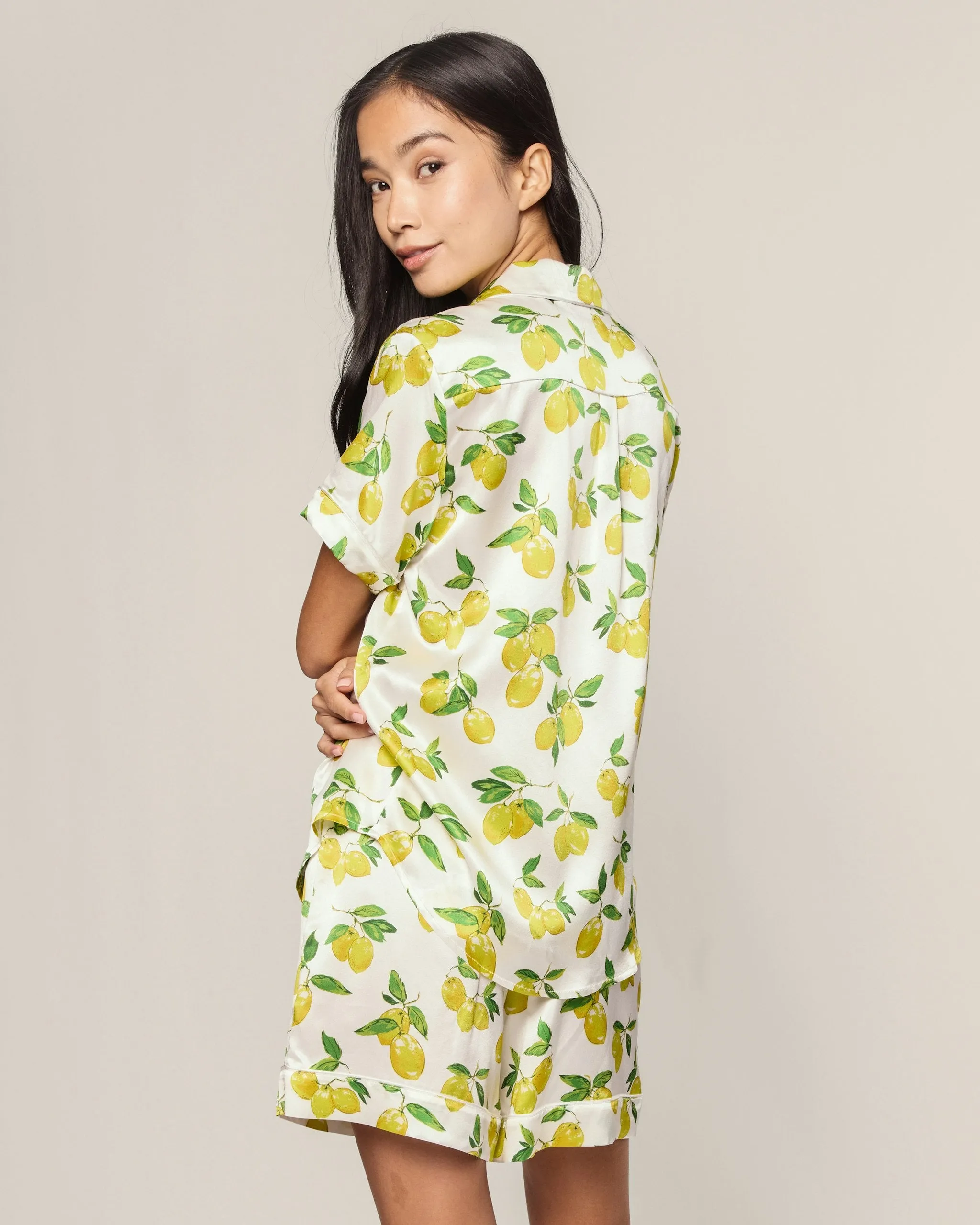 Women's Silk Classic Short Set in Amalfi Lemons sold by Petite Plume product image thumbnail 4