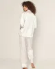 Women's Silk Pajama Set in White with Periwinkle Piping sold by Petite Plume