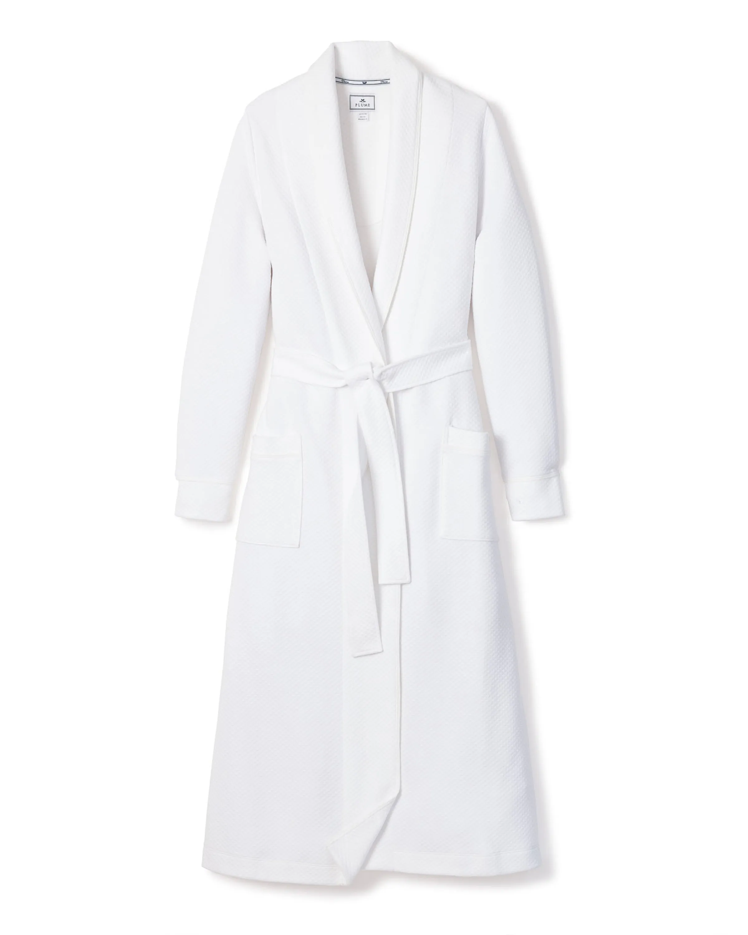 Women's Pima Jacquard Ophelia Robe in White sold by Petite Plume