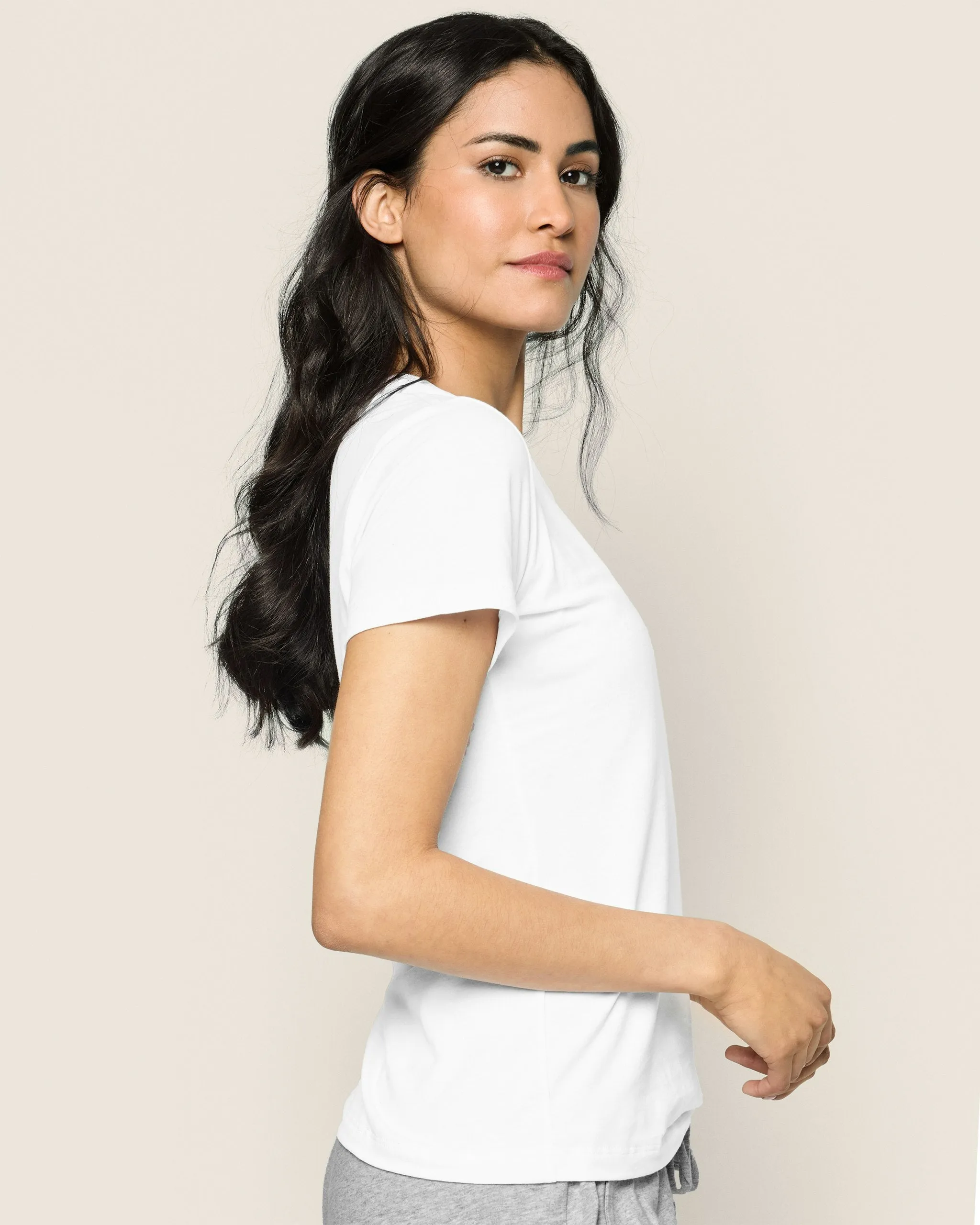Women's Pima Short Sleeve Top in White sold by Petite Plume product image thumbnail 3