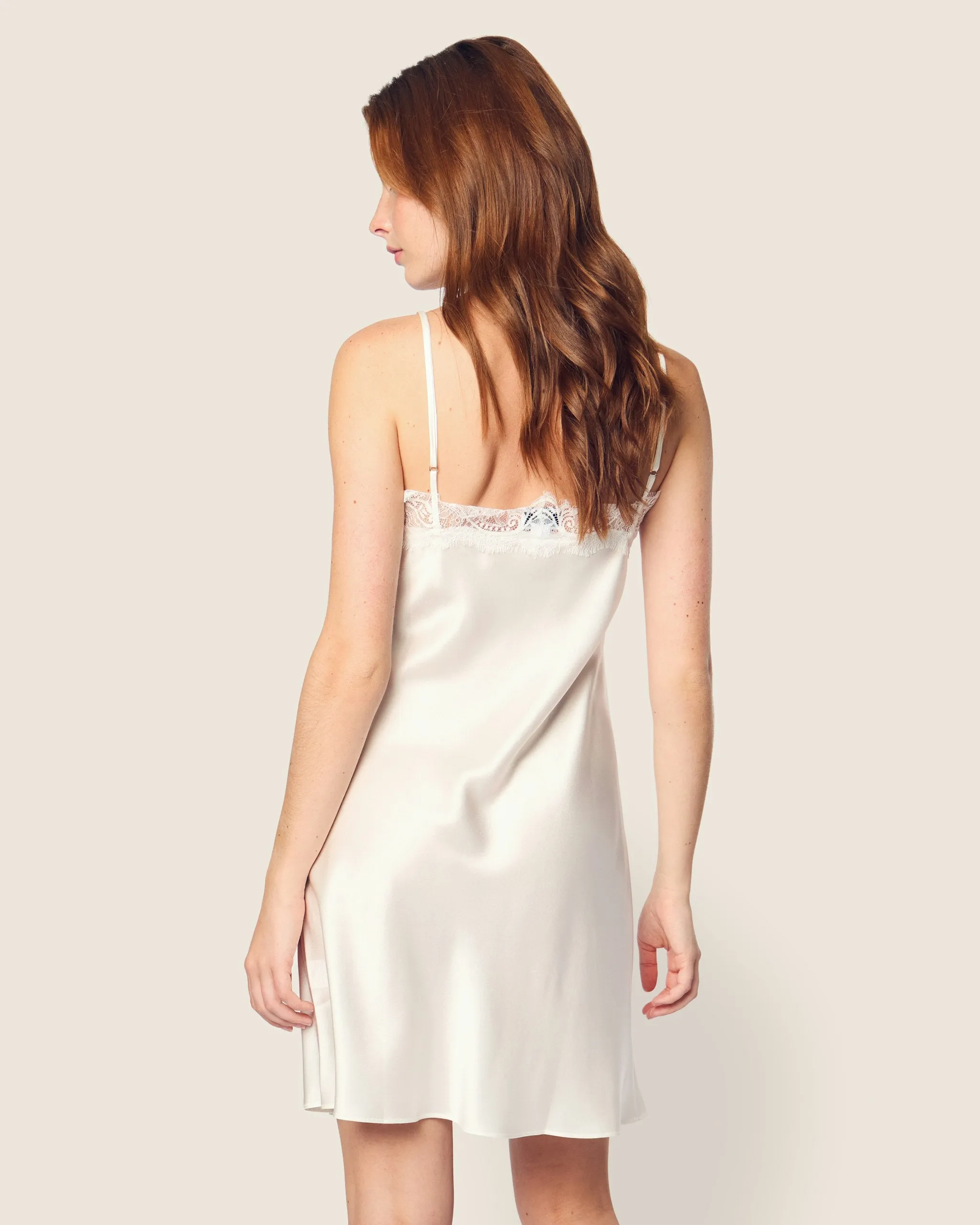 Women's Silk Lace Slip Dress in White sold by Petite Plume product image thumbnail 4