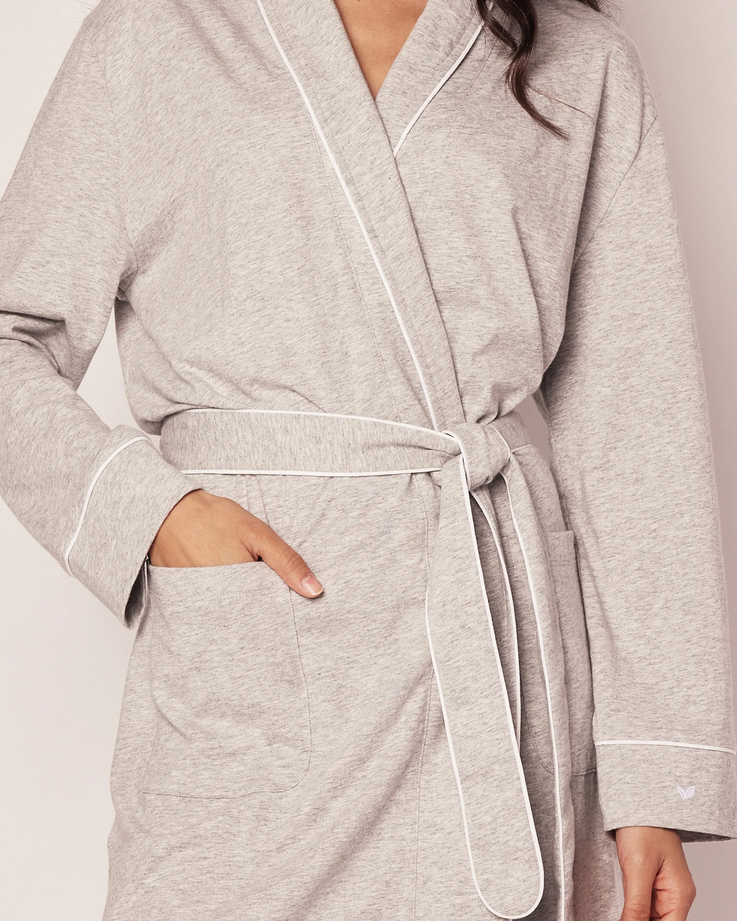 Women's Pima Robe in Light Heather Grey sold by Petite Plume product image thumbnail 3
