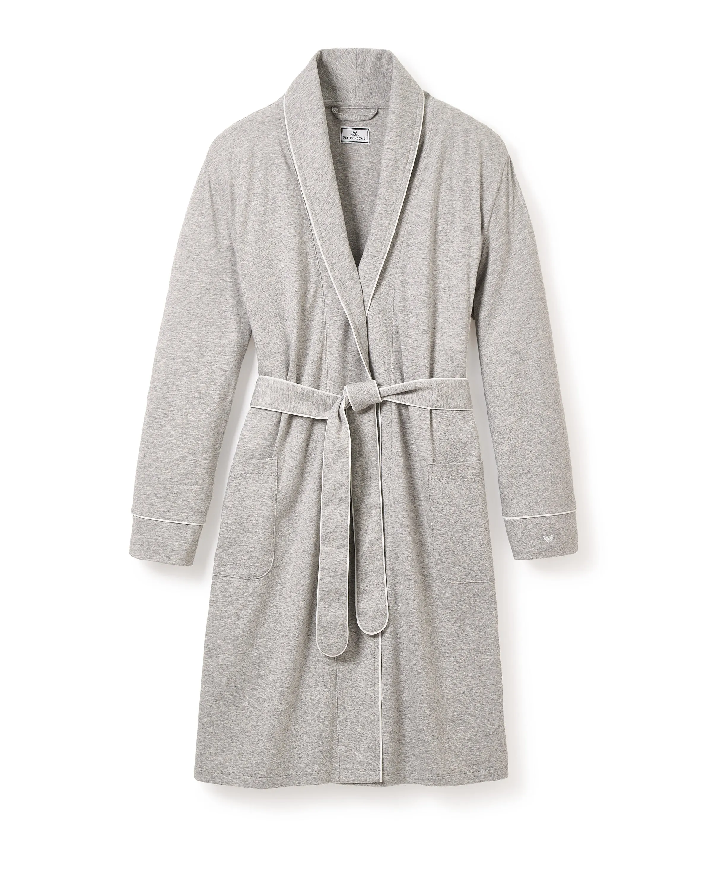 Women's Pima Robe in Light Heather Grey sold by Petite Plume