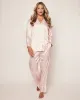 Women's Silk Pajama Set in Pink Stripe sold by Petite Plume