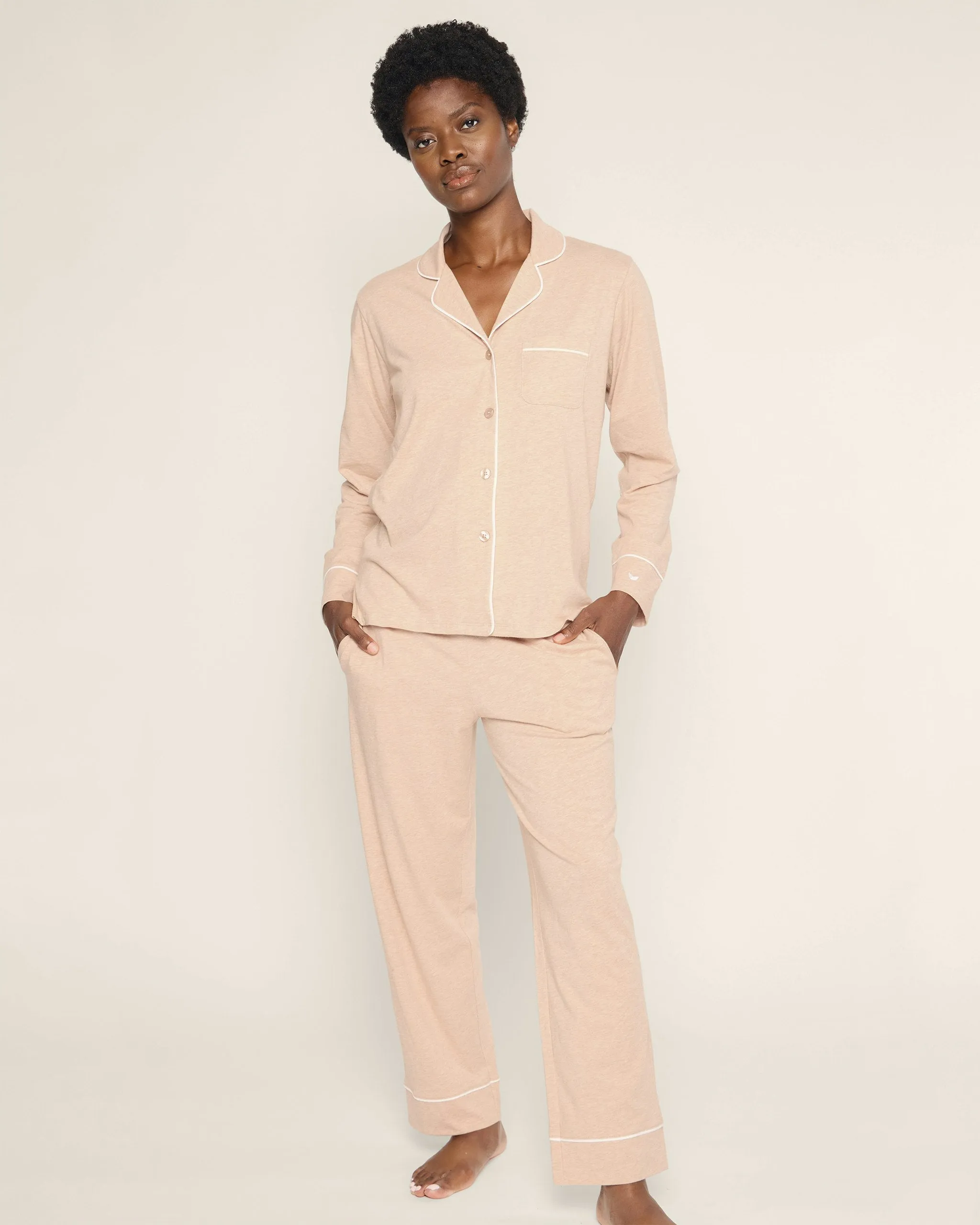 Women's Pima Pajama Set in Camel sold by Petite Plume product image thumbnail 2