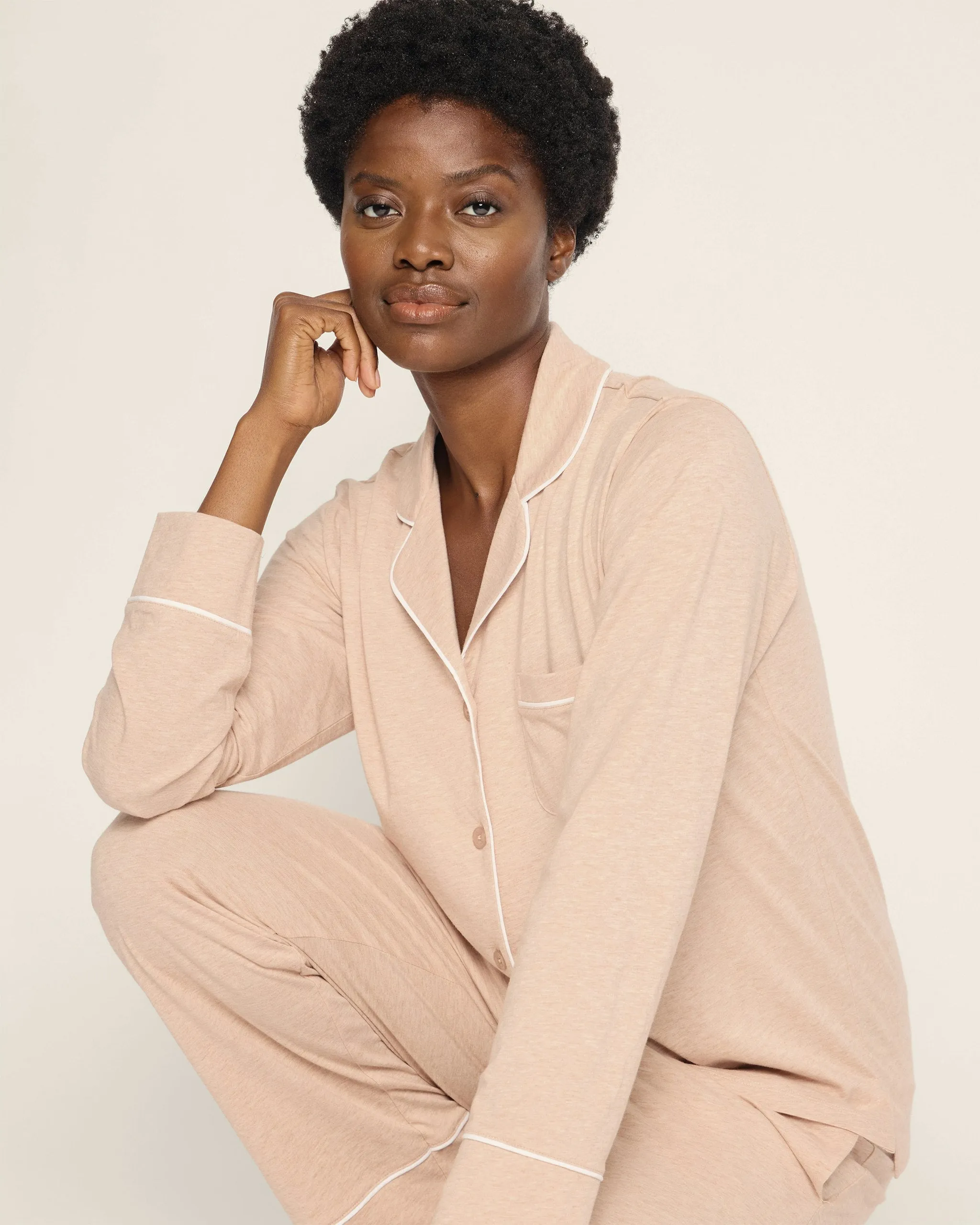 Women's Pima Pajama Set in Camel sold by Petite Plume product image thumbnail 5