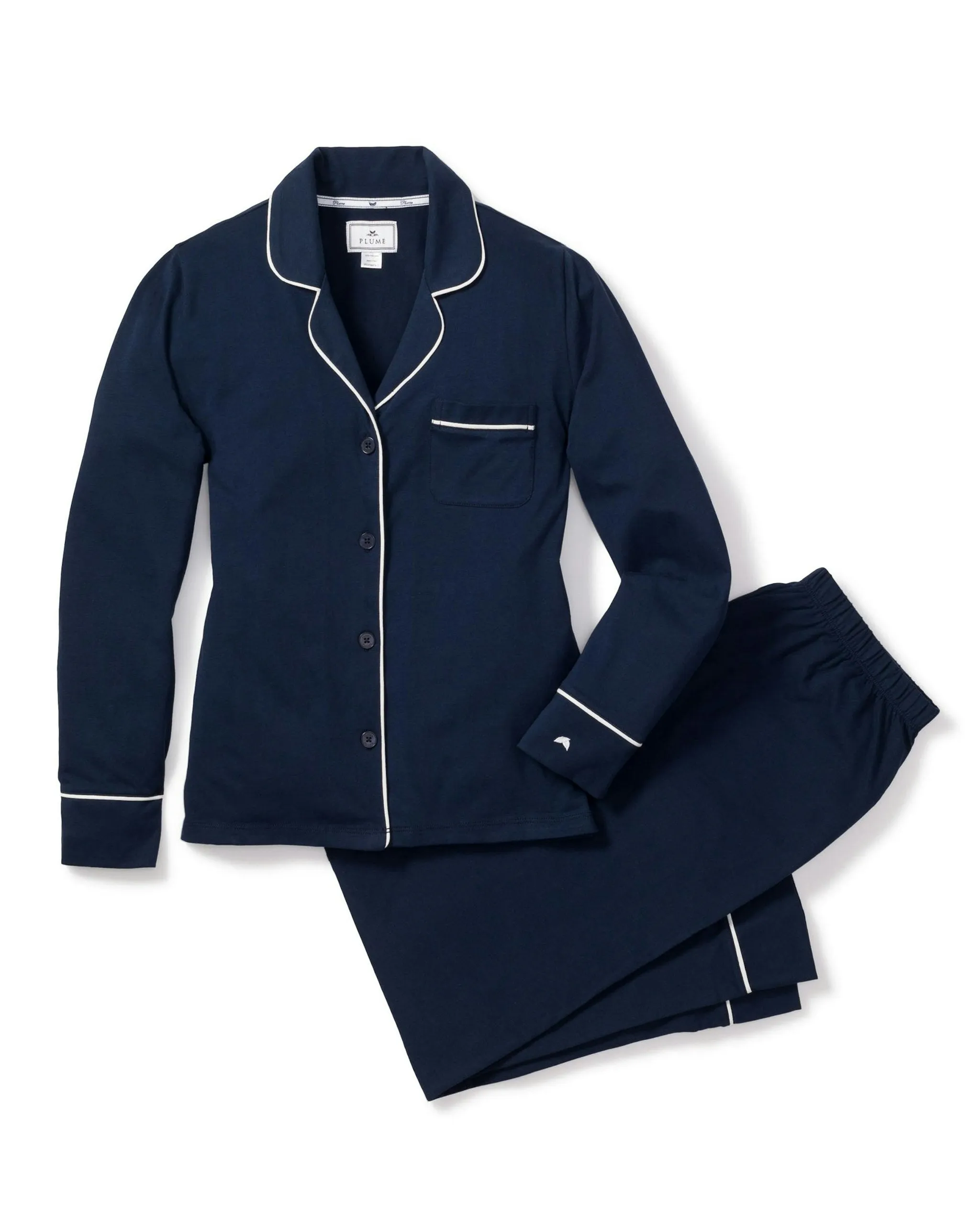 Women's Pima Pajama Set in Navy sold by Petite Plume
