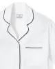 Women's Pima Pajama Set in White with Navy Piping sold by Petite Plume