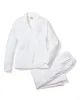 Women's Pima Pajama Set in White with Pink Piping sold by Petite Plume