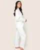 Women's Pima Pajama Set in White with Pink Piping sold by Petite Plume