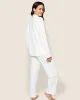 Women's Pima Pajama Set in White with Pink Piping sold by Petite Plume