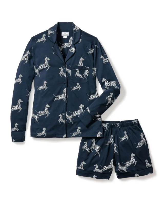 Women's Pima Long Sleeve Short Set in Zèbre de Nuit sold by Petite Plume