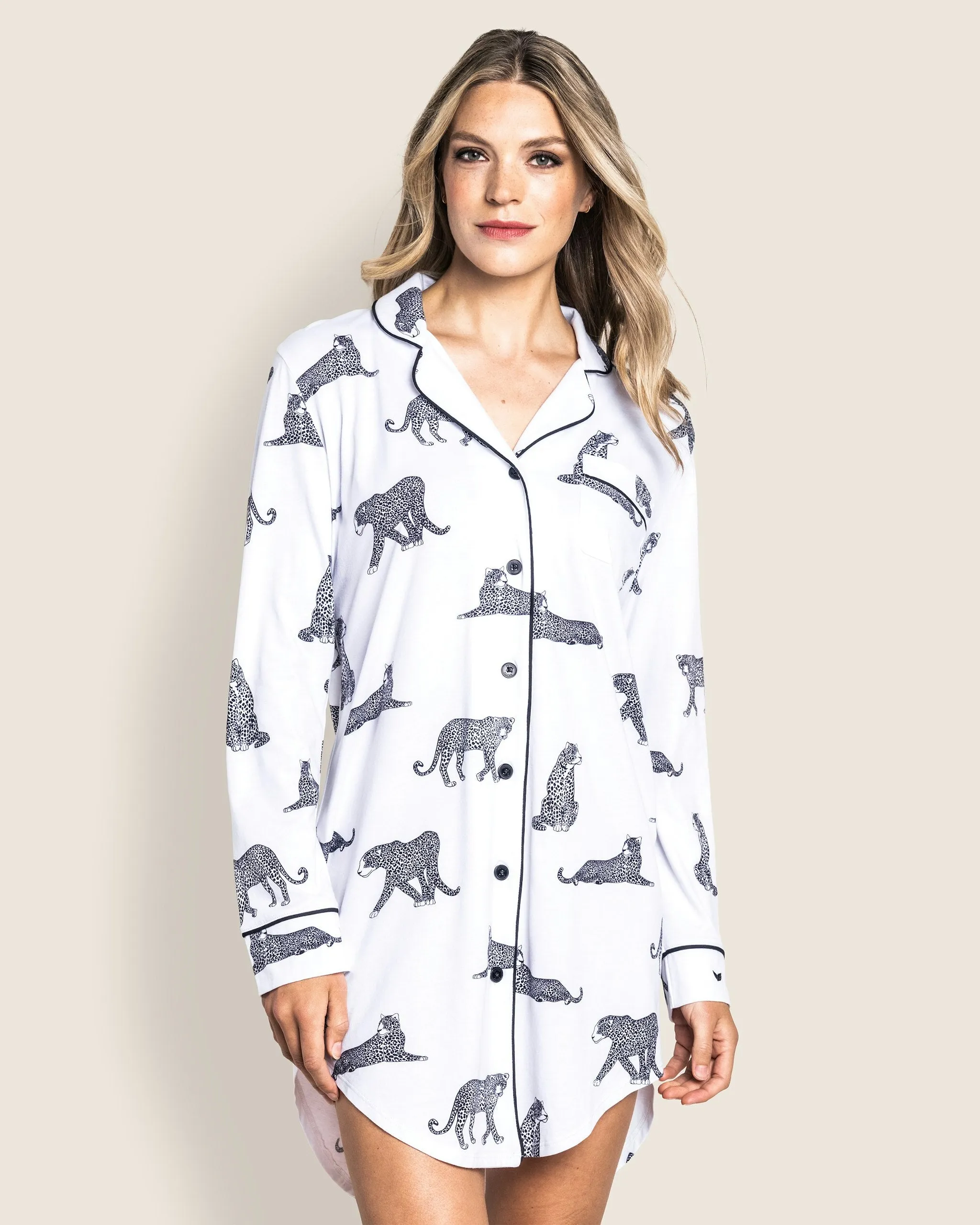 Women's Pima Nightshirt in Panthère de Paris sold by Petite Plume product image thumbnail 2