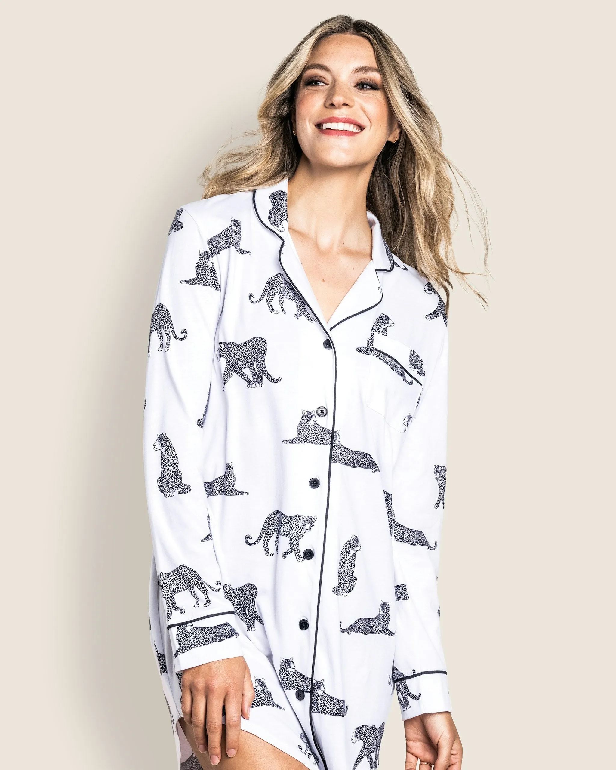 Women's Pima Nightshirt in Panthère de Paris sold by Petite Plume product image thumbnail 3