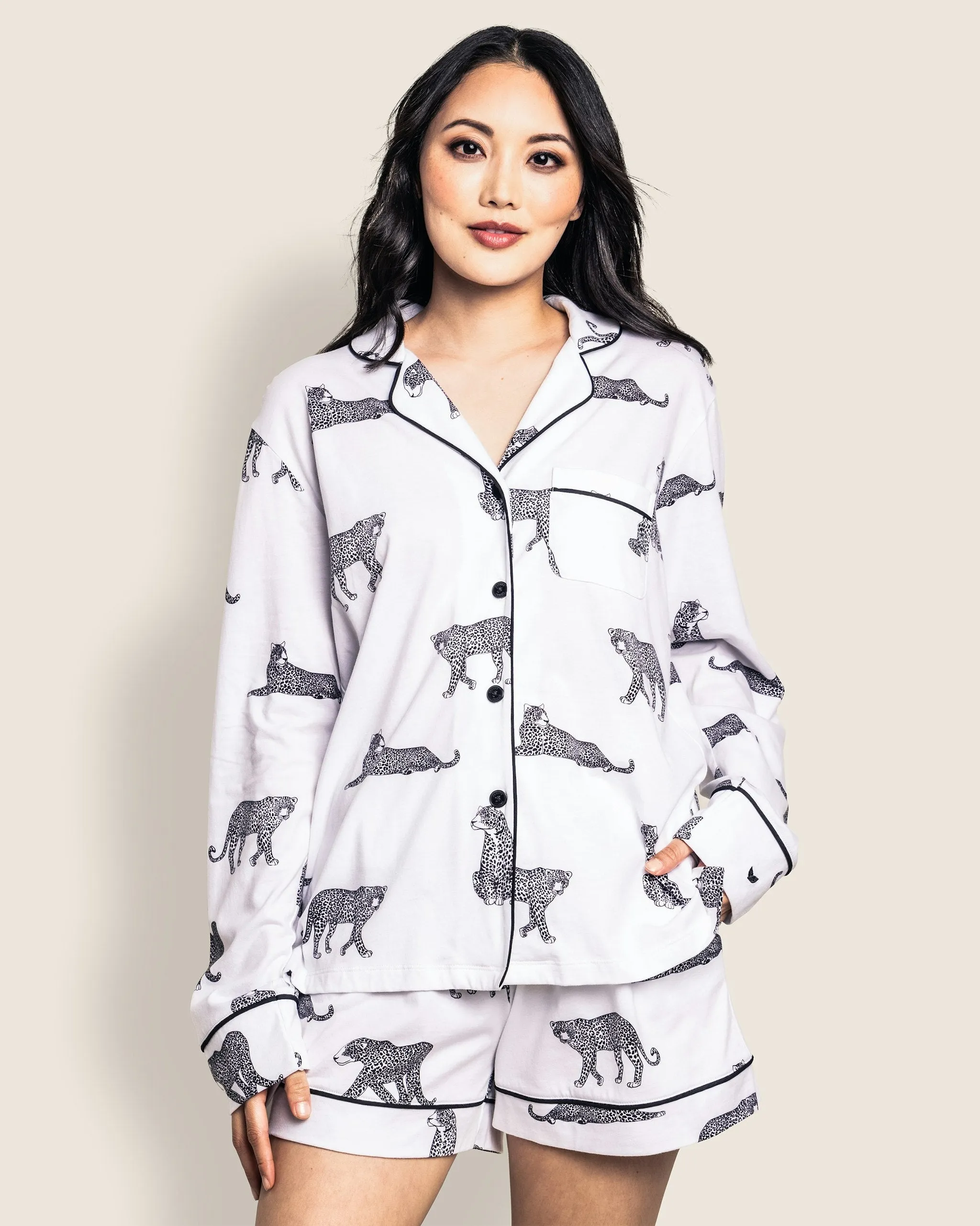 Women's Pima Long Sleeve Short Set in Panthère de Paris sold by Petite Plume product image thumbnail 2