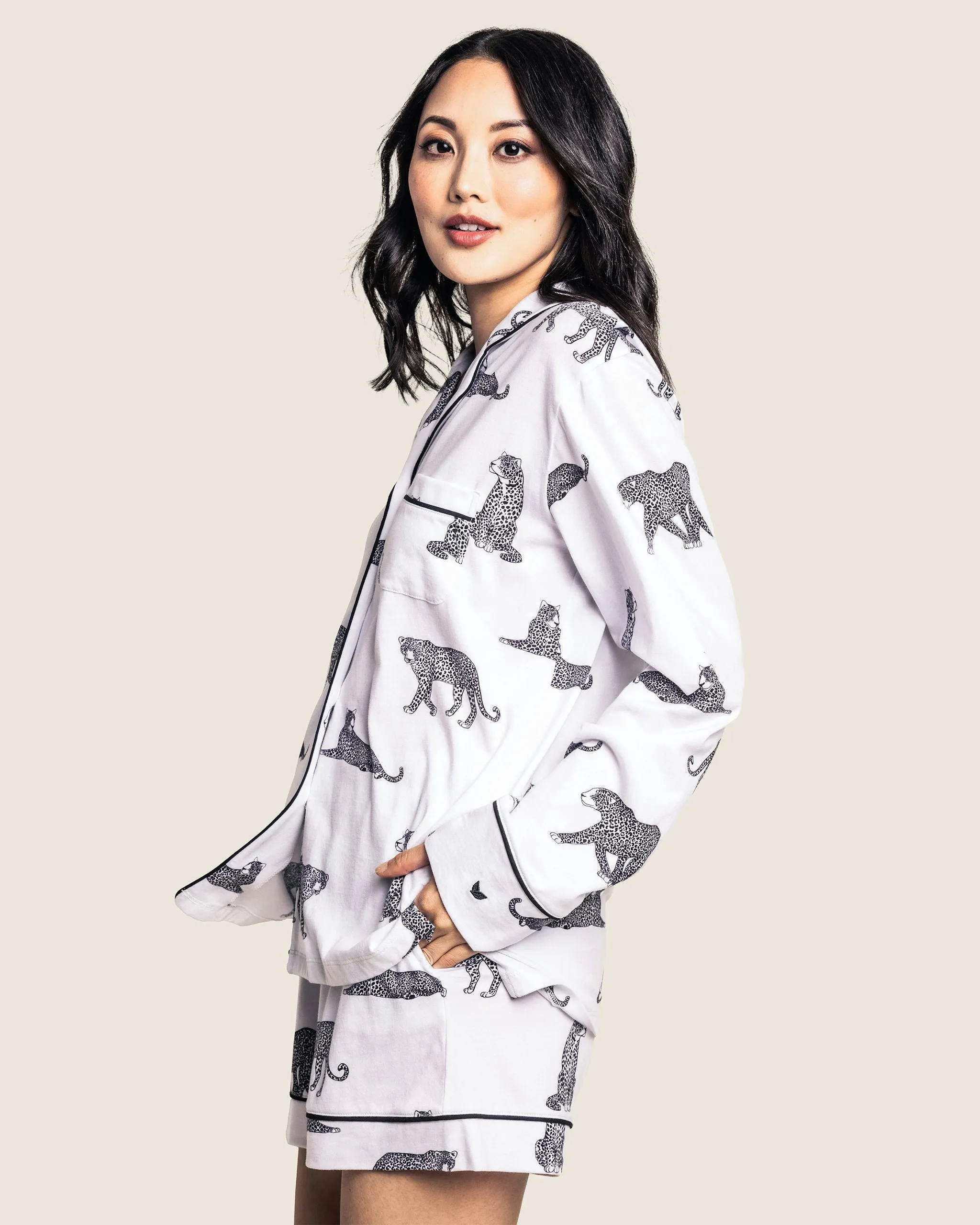 Women's Pima Long Sleeve Short Set in Panthère de Paris sold by Petite Plume product image thumbnail 3