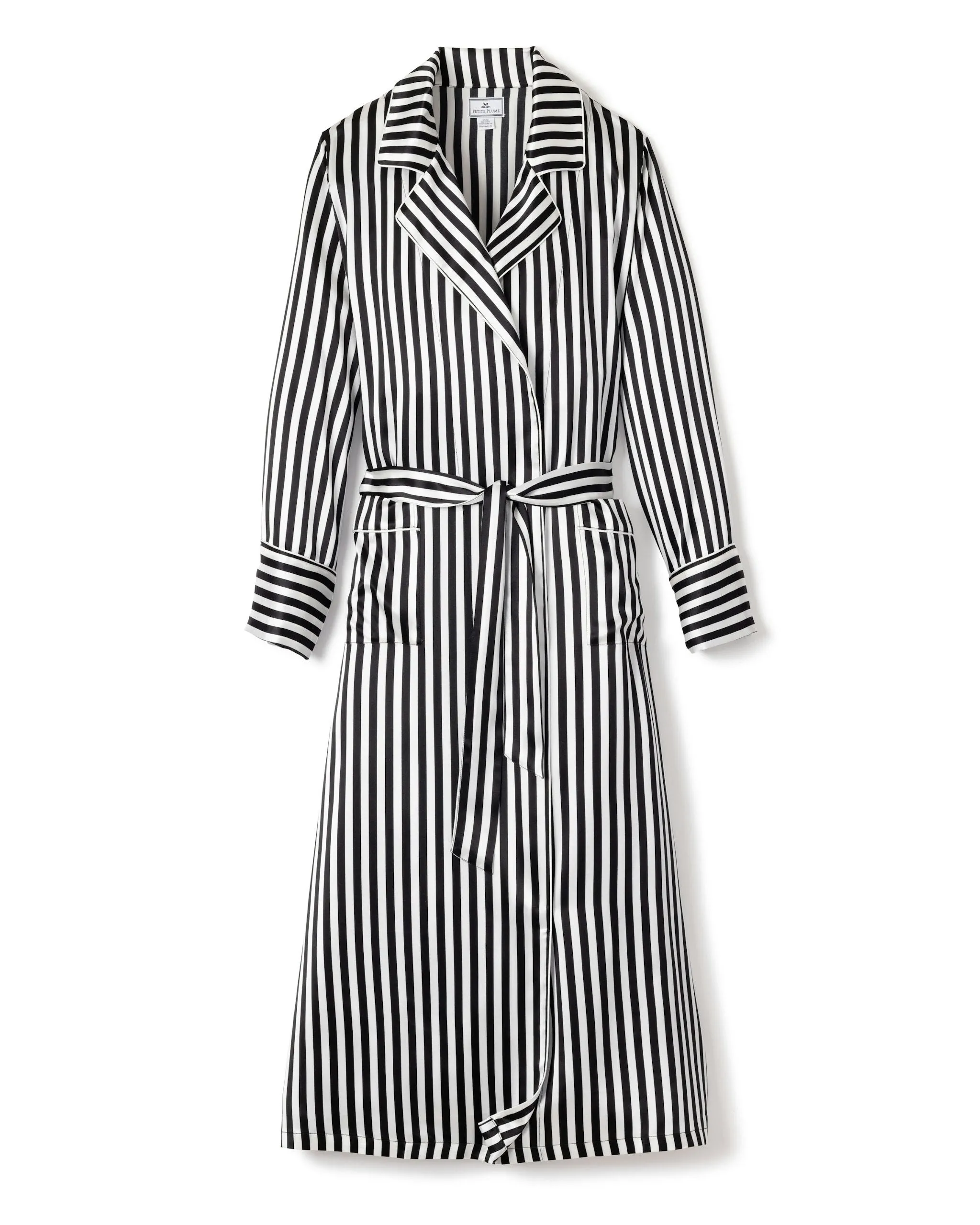 Women's Silk Long Robe in Bengal Stripe sold by Petite Plume