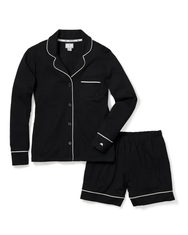 Women's Pima Long Sleeve Short Set in Black sold by Petite Plume