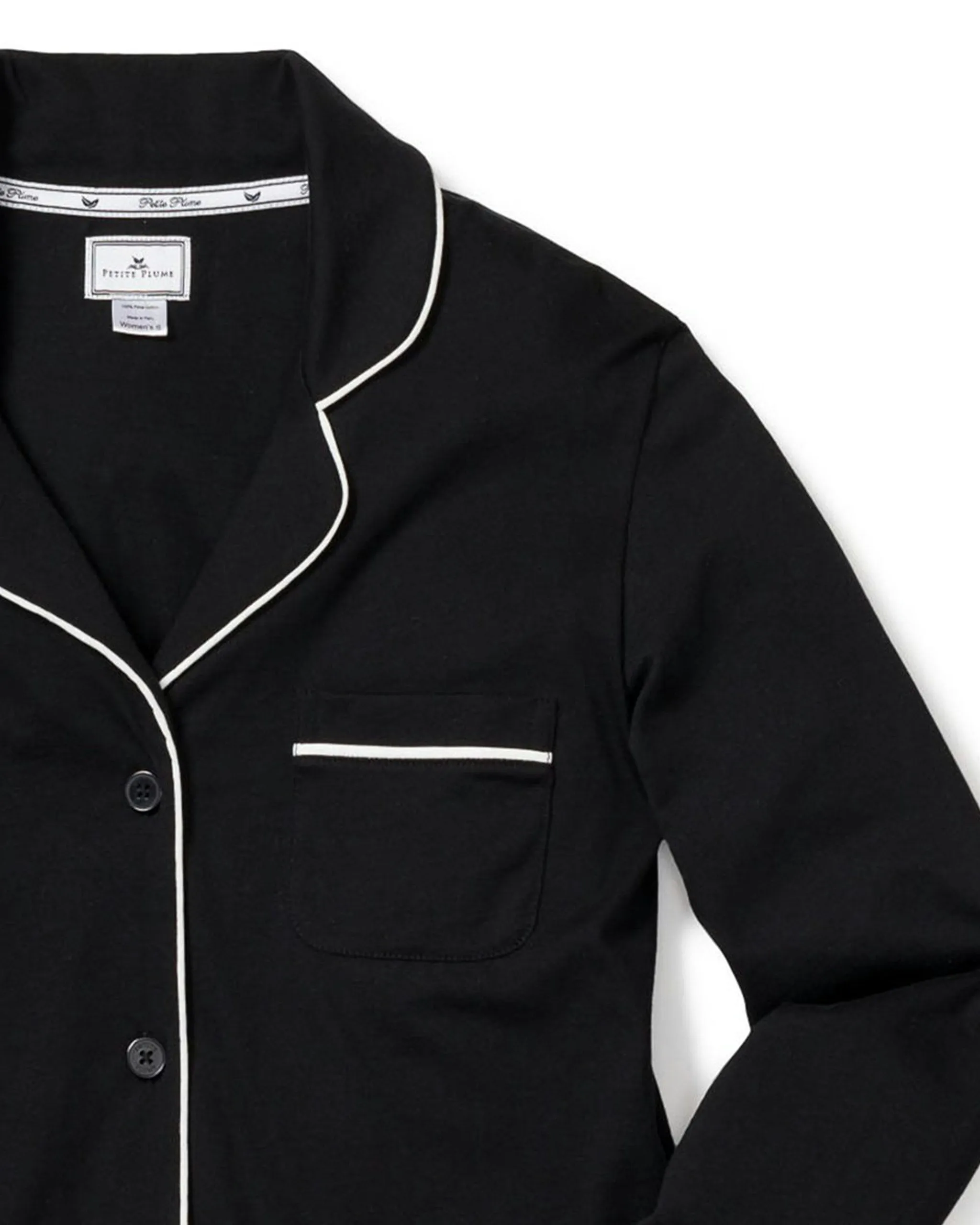 Women's Pima Long Sleeve Short Set in Black sold by Petite Plume product image thumbnail 4