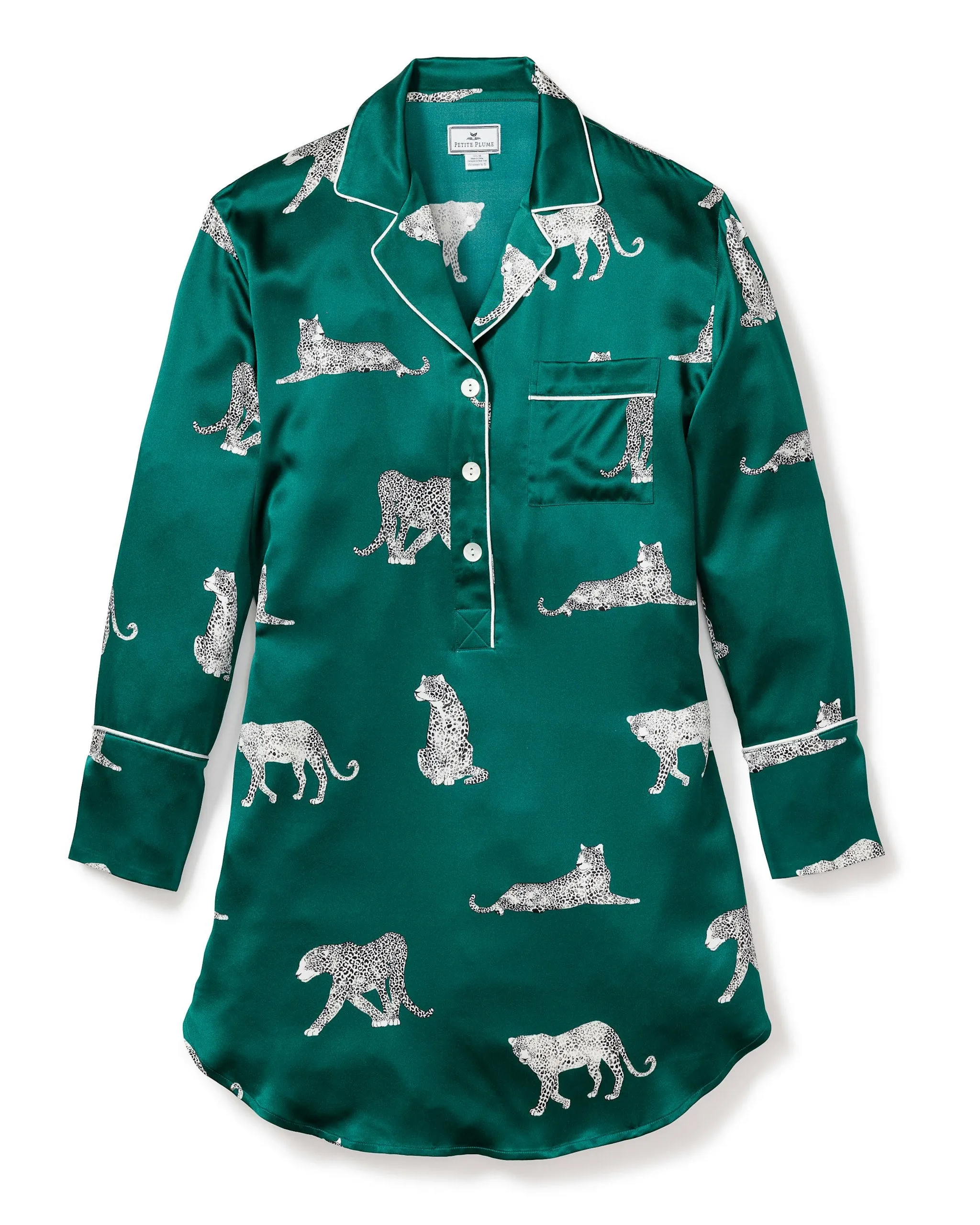 Women's Silk Nightshirt in Panthère de Nuit sold by Petite Plume product image thumbnail 4