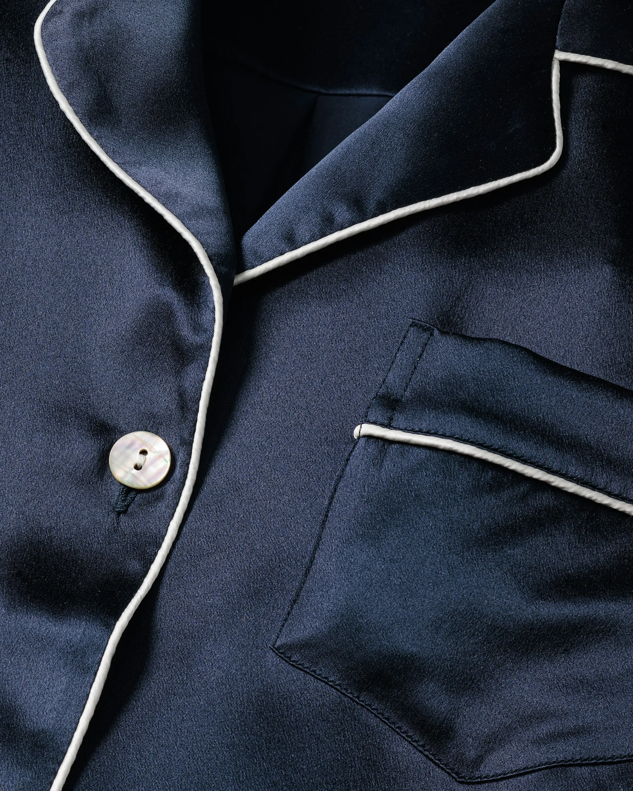 Women's Silk Pajama Set in Navy sold by Petite Plume product image thumbnail 5