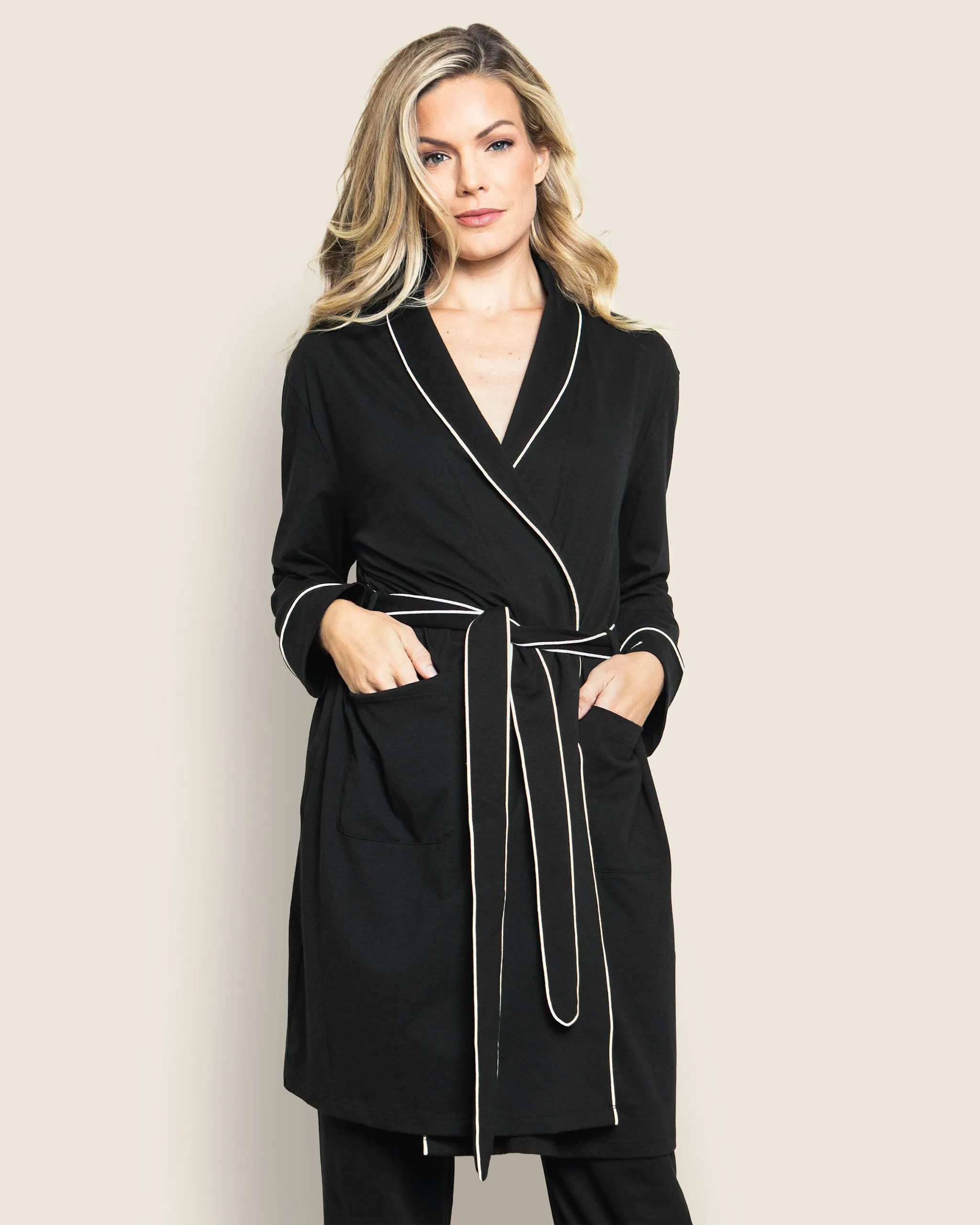 Women's Pima Robe in Black sold by Petite Plume product image thumbnail 2