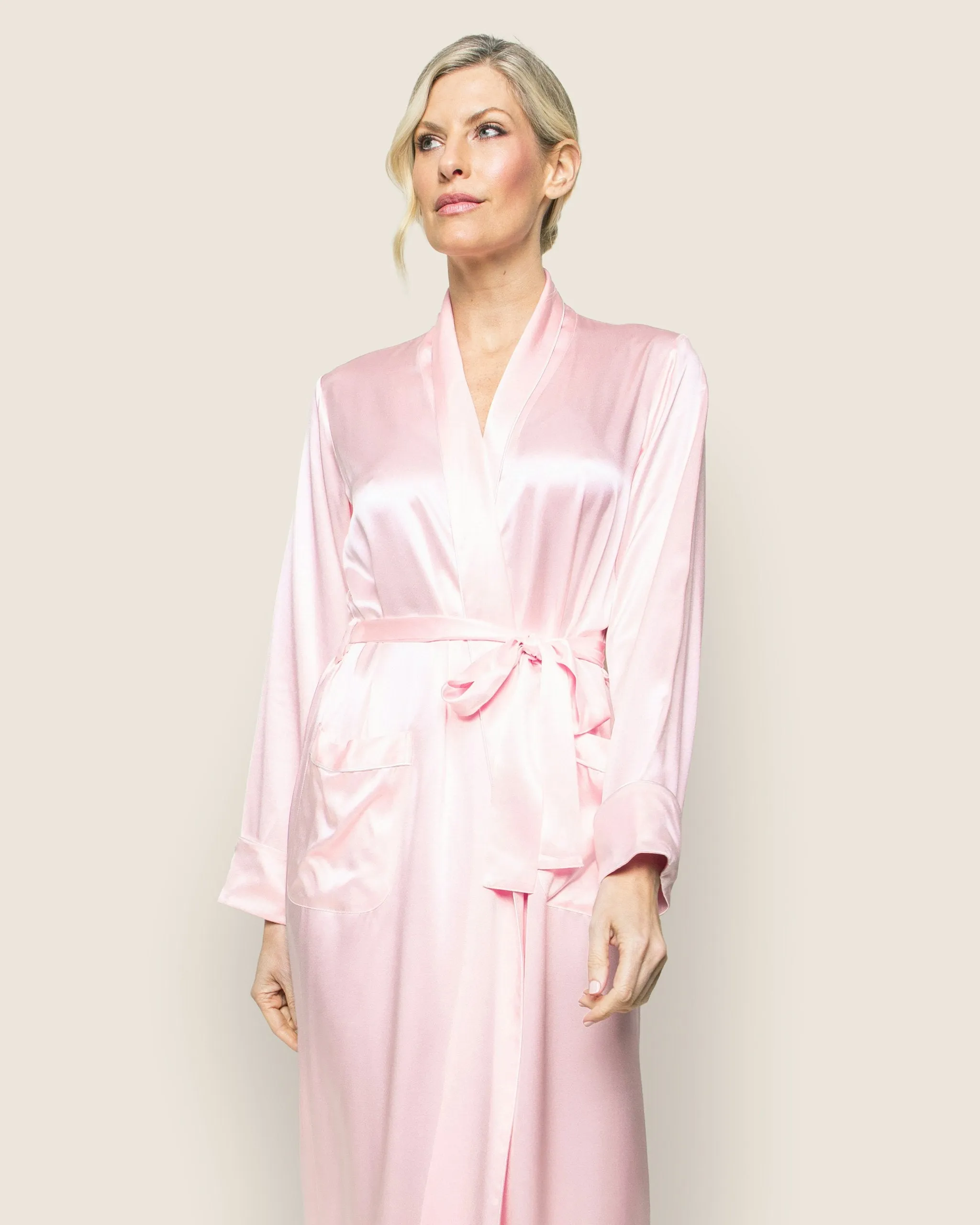 Women's Silk Long Robe in Pink sold by Petite Plume product image thumbnail 3
