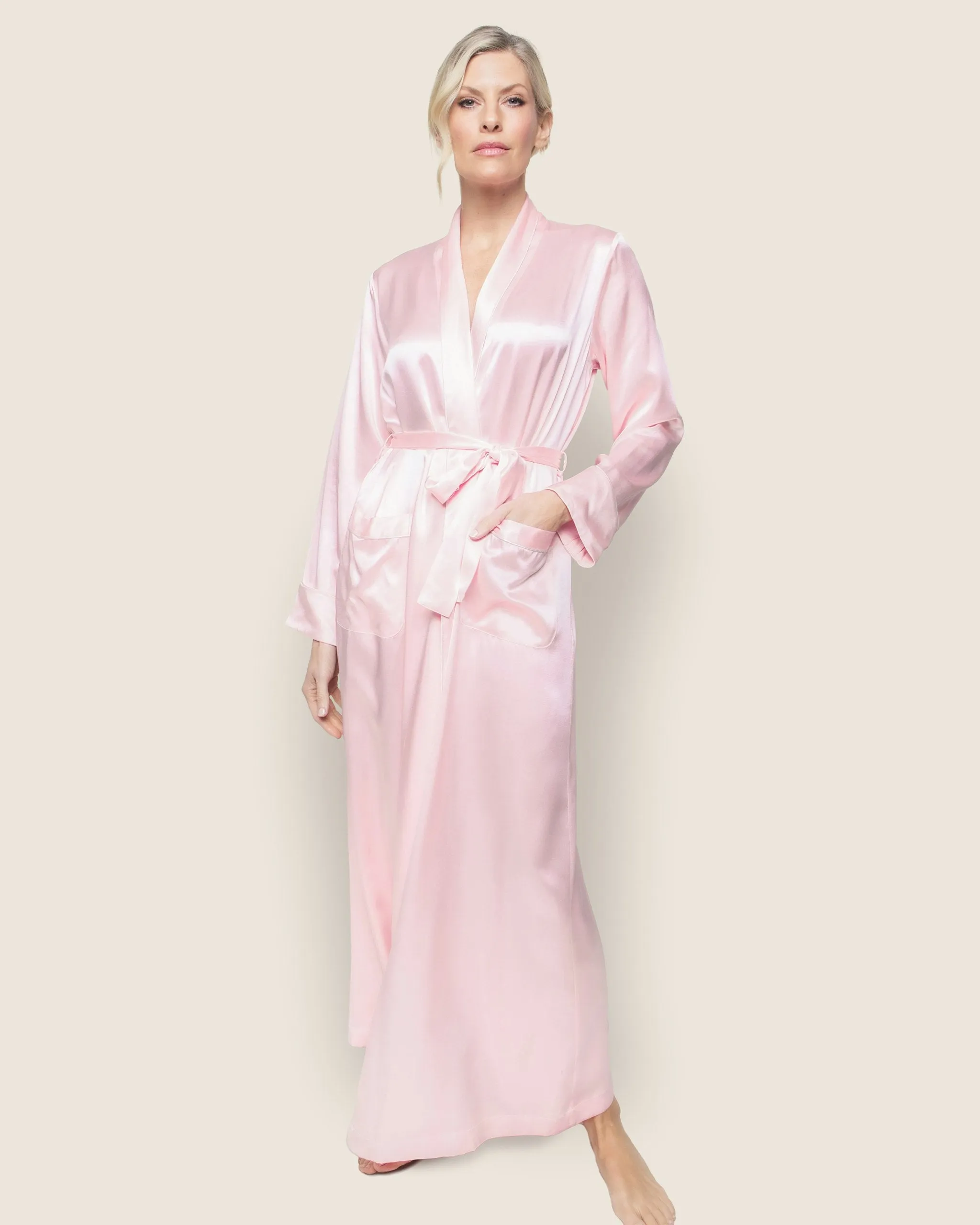 Women's Silk Long Robe in Pink sold by Petite Plume product image thumbnail 2