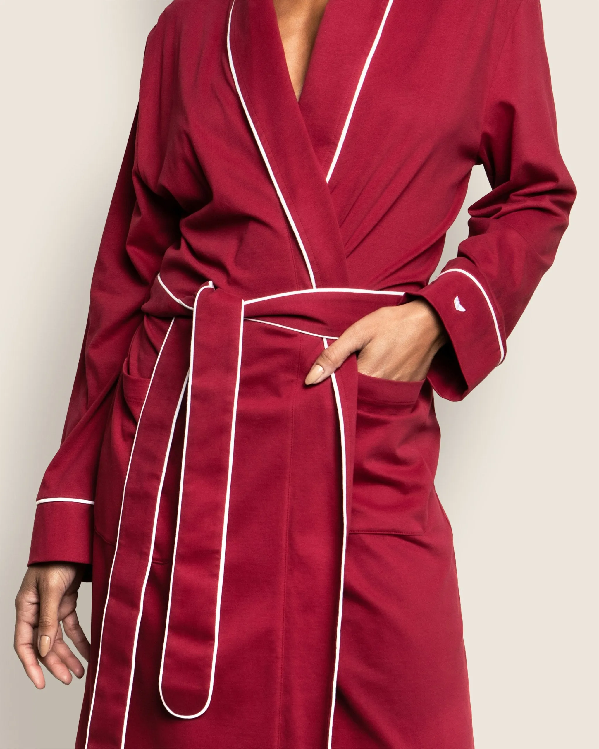 Women's Pima Robe in Bordeaux sold by Petite Plume product image thumbnail 3