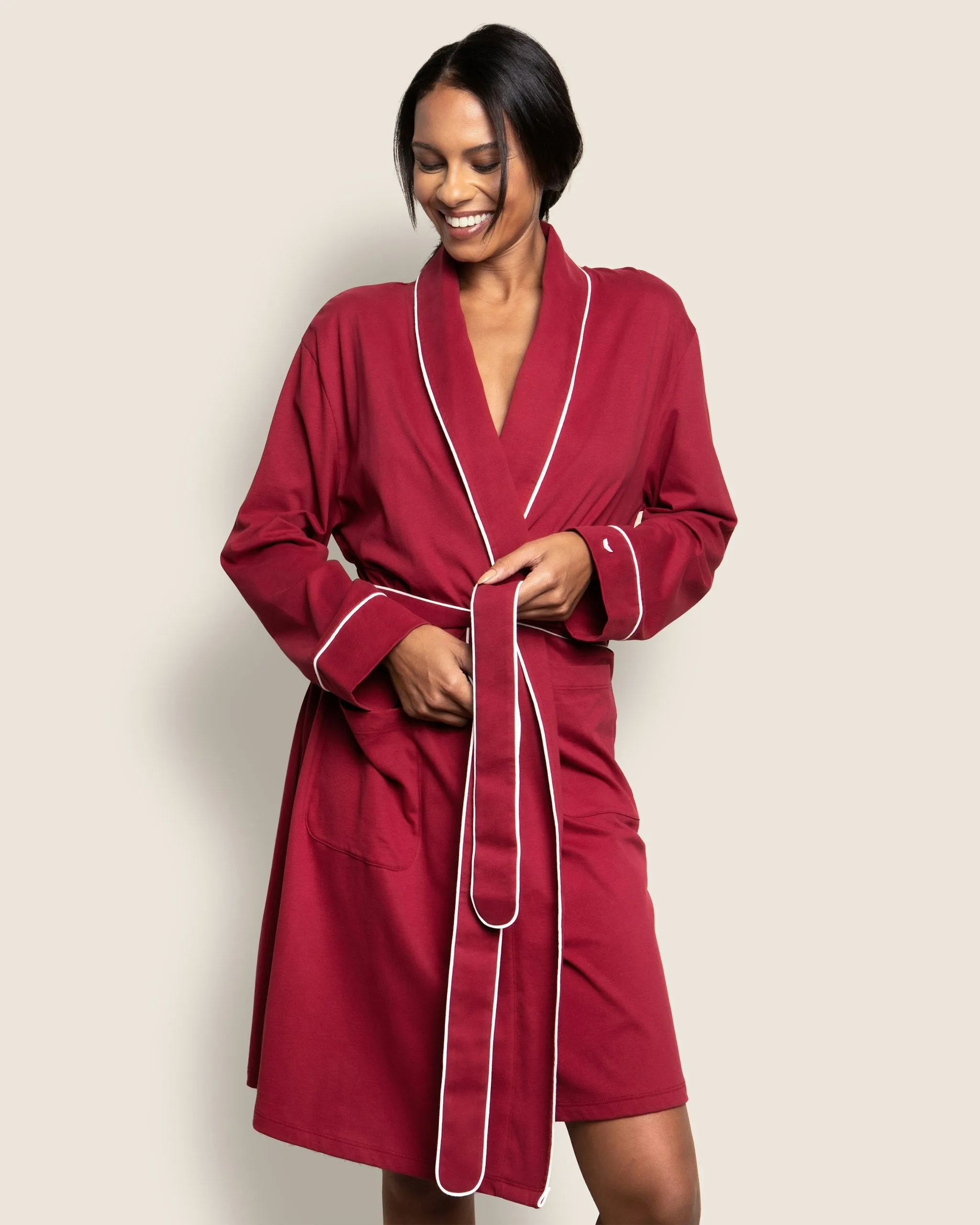 Women's Pima Robe in Bordeaux sold by Petite Plume product image thumbnail 2