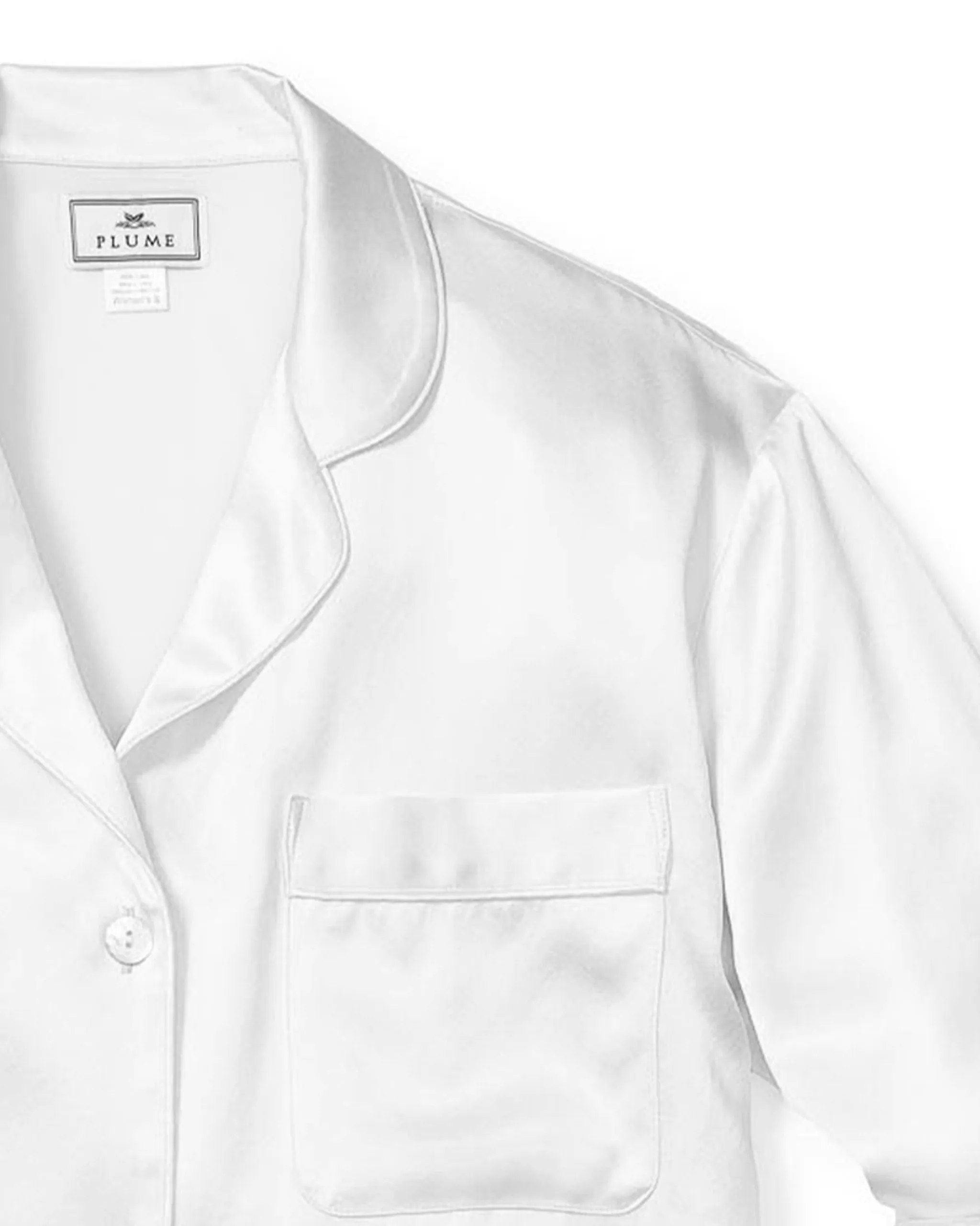 Women's Silk Pajama Set in White sold by Petite Plume product image thumbnail 4