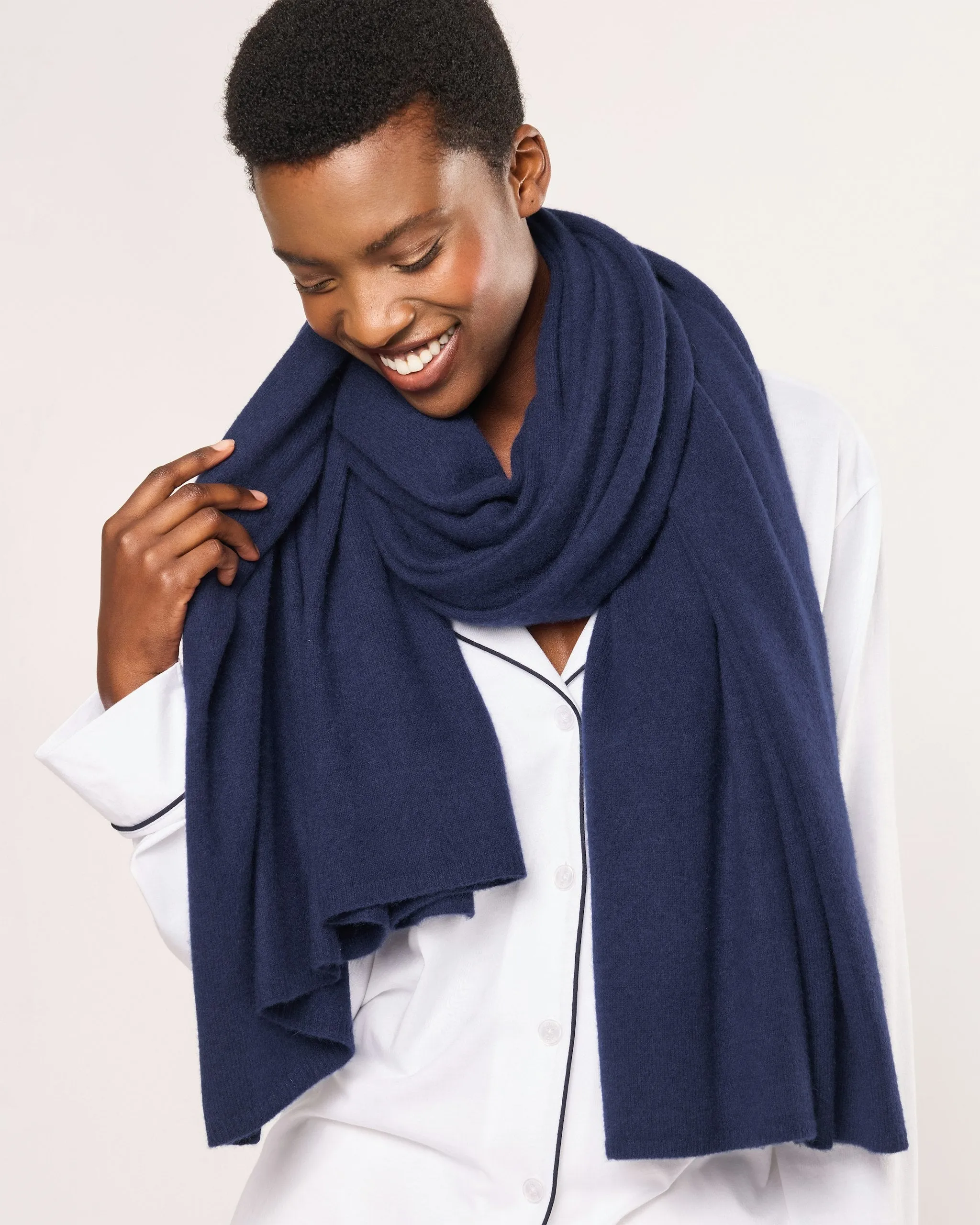 Women's Cashmere Wrap in Navy sold by Petite Plume product image thumbnail 3