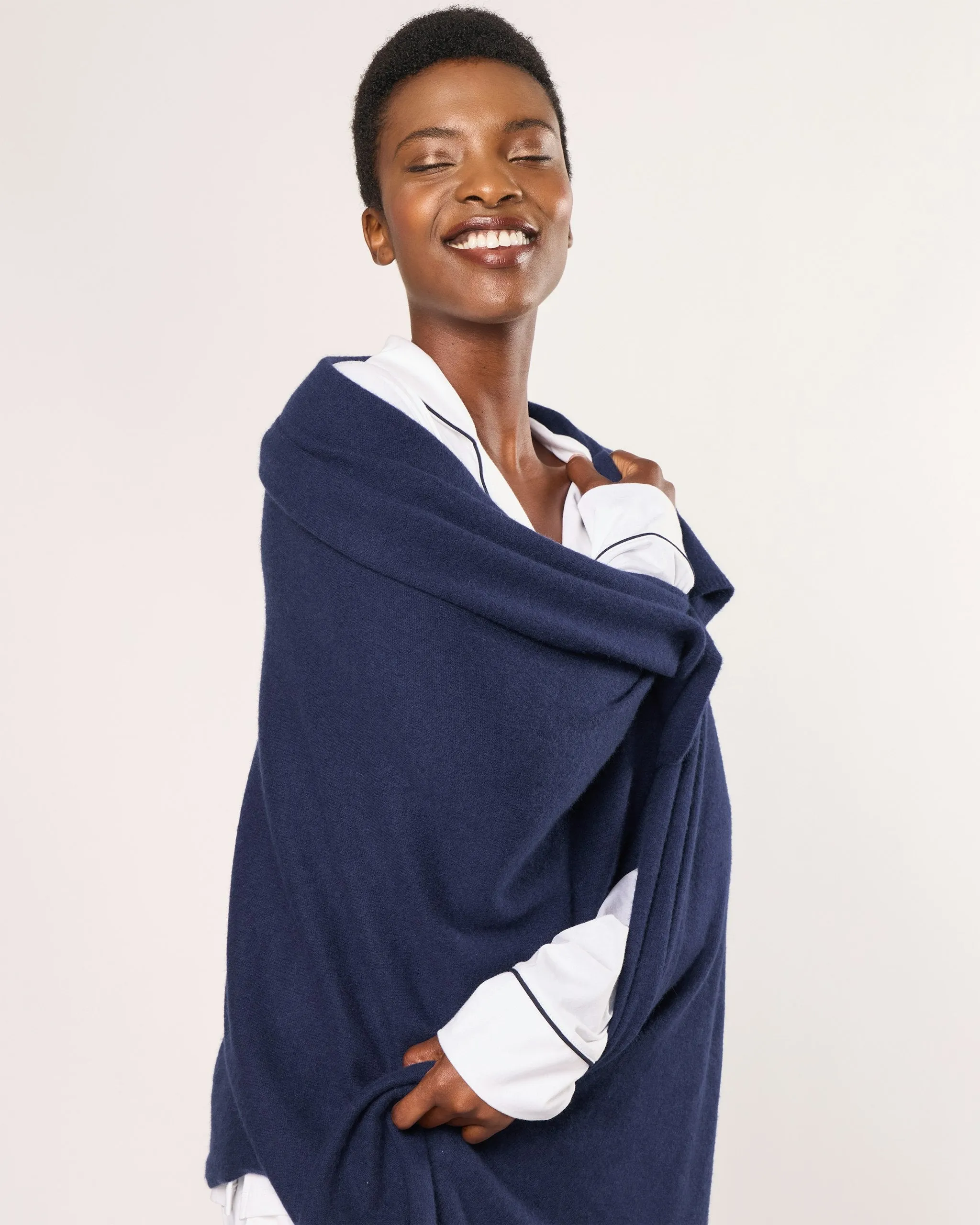 Women's Cashmere Wrap in Navy sold by Petite Plume product image thumbnail 5