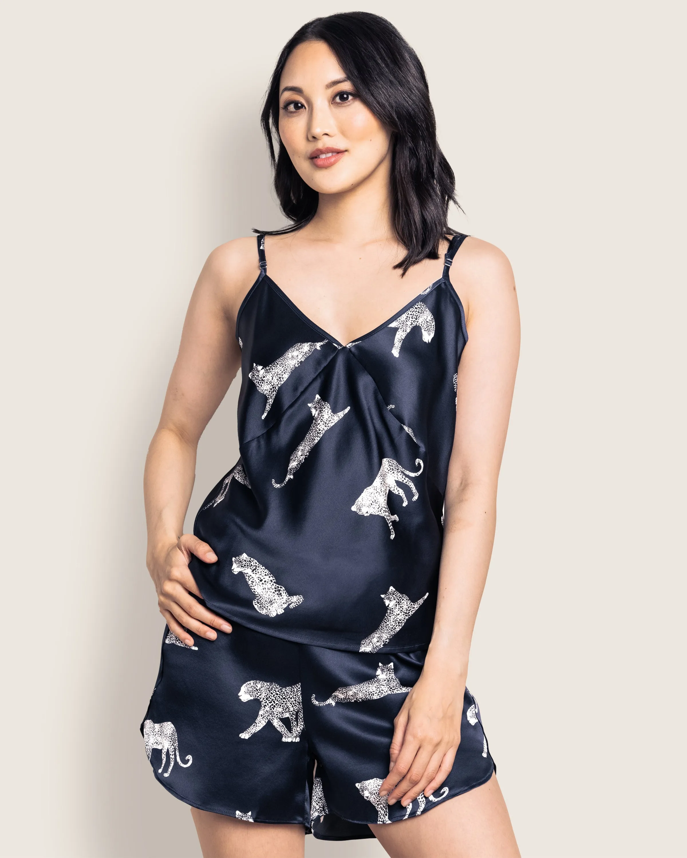 Women's Silk Cami Short Set in Panthère de Nuit sold by Petite Plume product image thumbnail 3