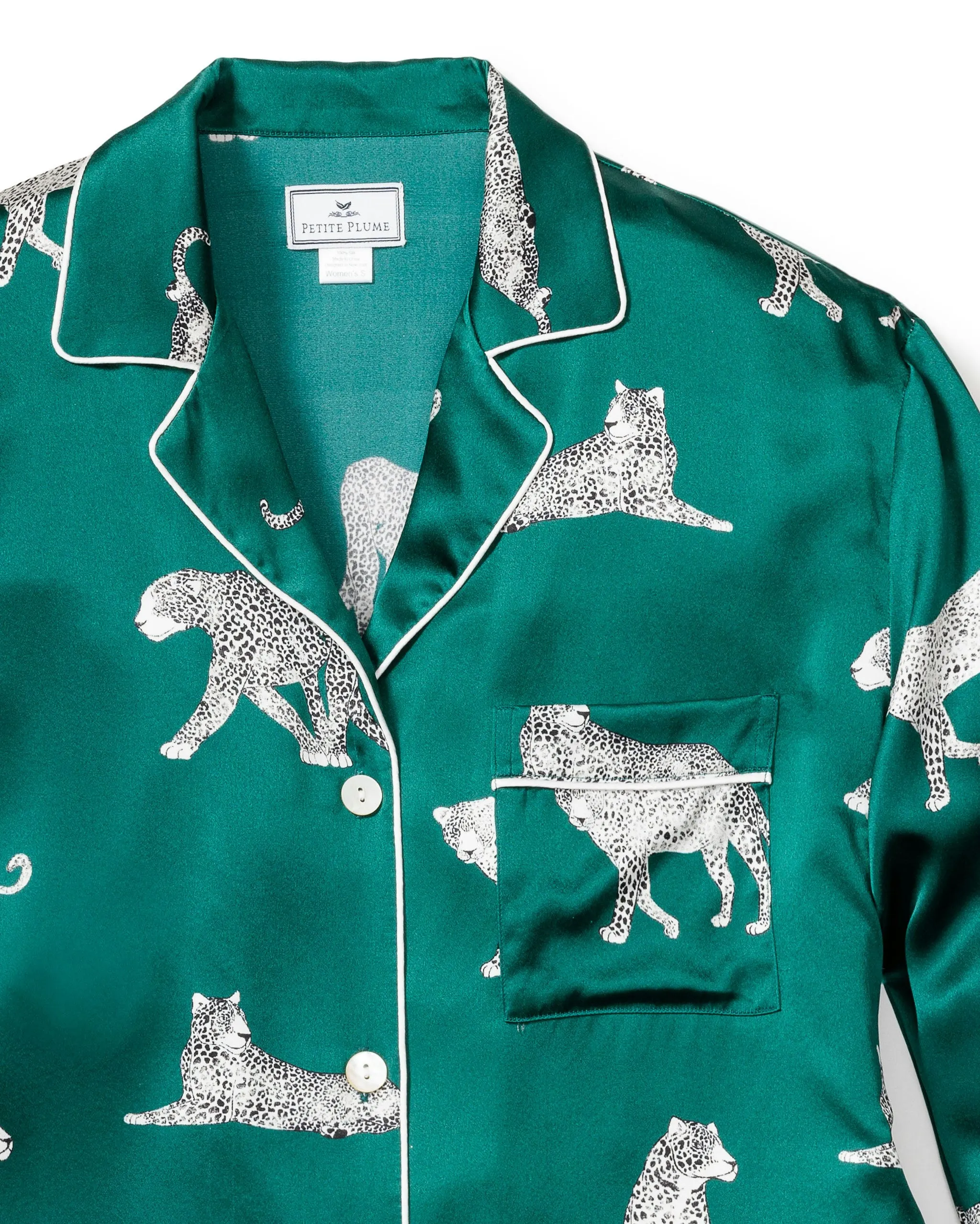 Women's Silk Pajama Set in Panthere De Luxe sold by Petite Plume product image thumbnail 4