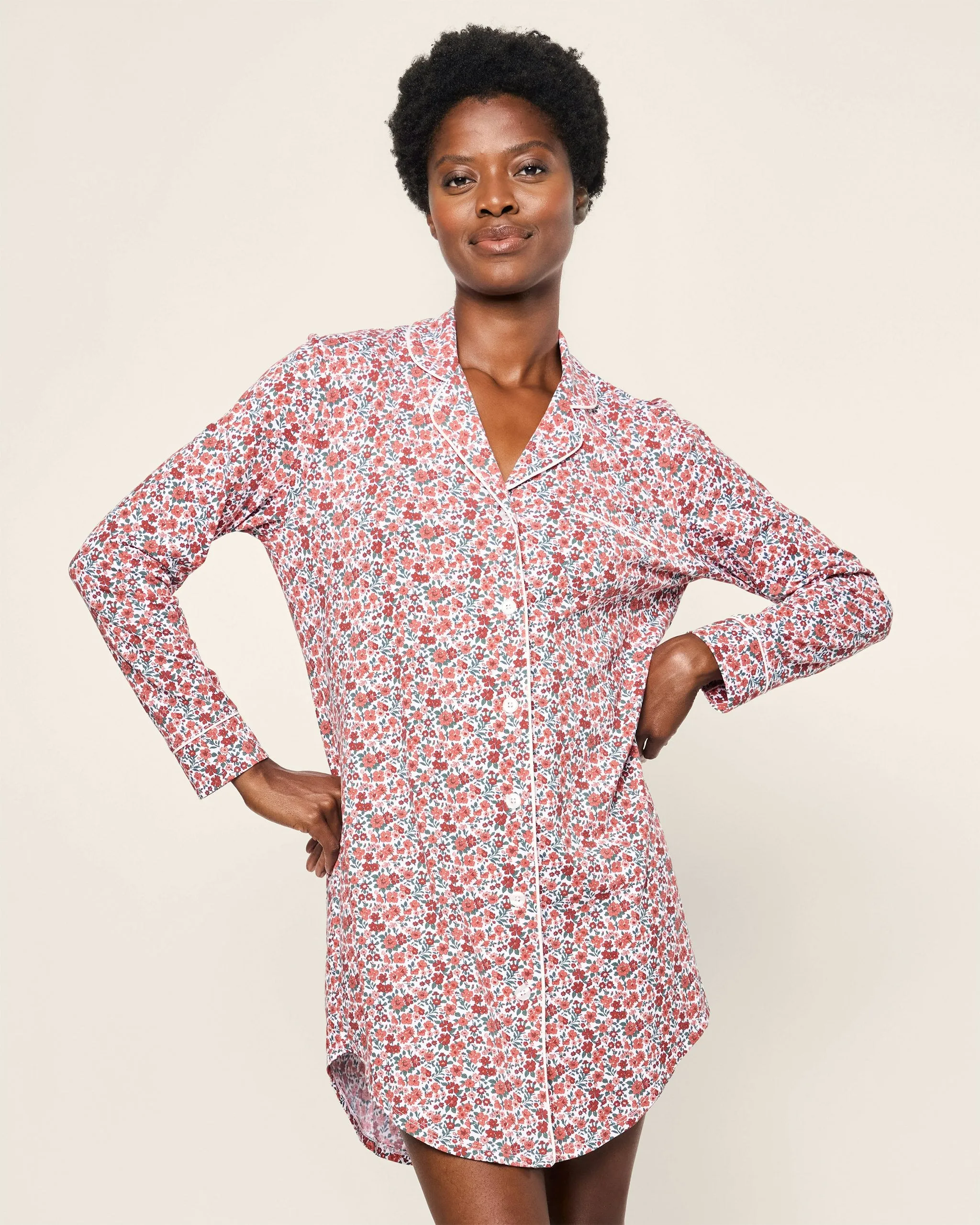 Women's Luxe Pima Fleurs des Bois Nightshirt sold by Petite Plume product image thumbnail 2
