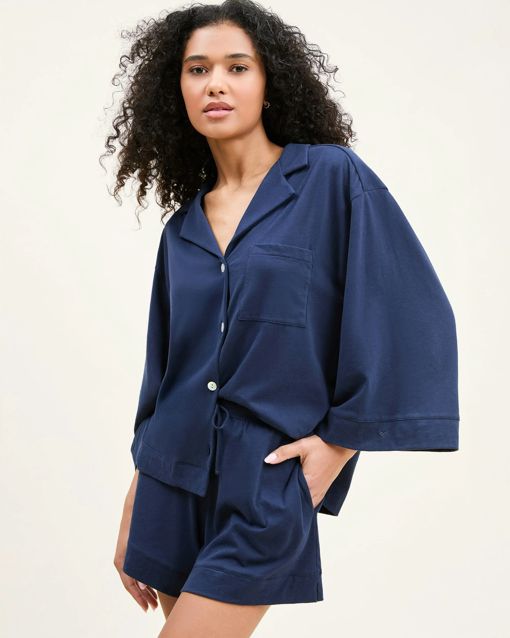 The Olivia Pima Short Set in Navy sold by Petite Plume product image thumbnail 5