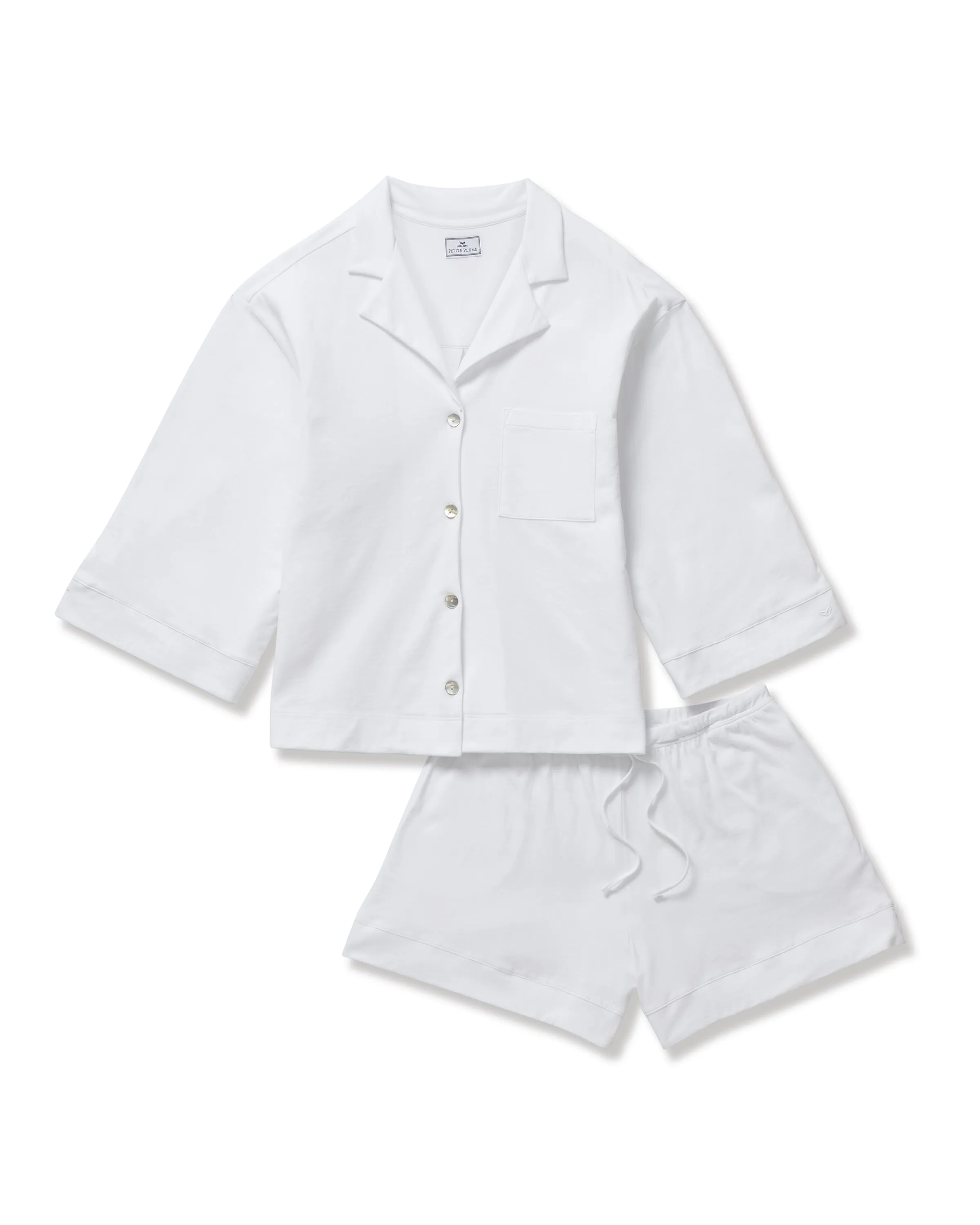 The Olivia Pima Short Set in White sold by Petite Plume