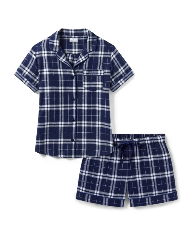 Women's Brushed Twill Short Sleeve Short Set in Oxford Tartan sold by Petite Plume