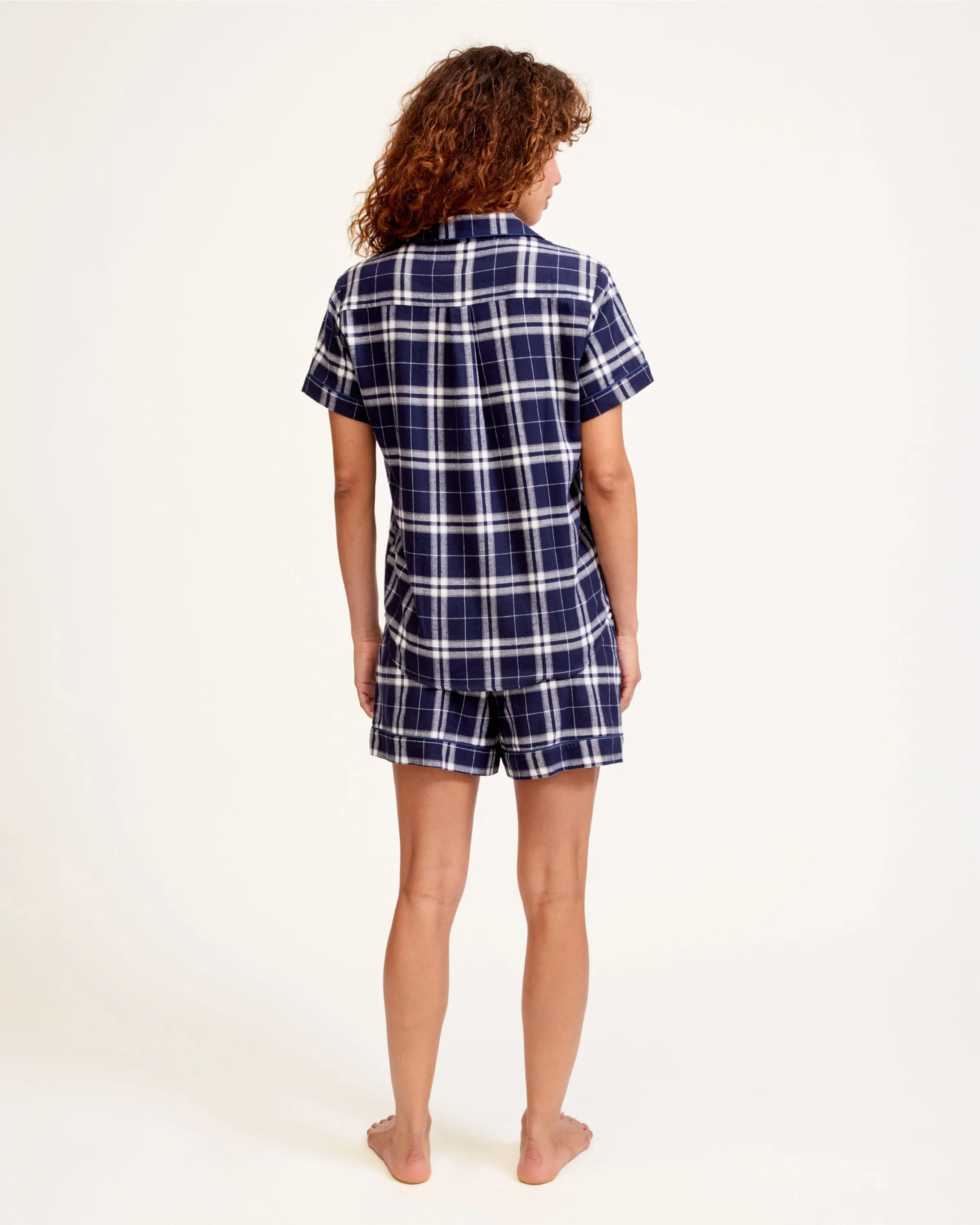 Women's Brushed Twill Short Sleeve Short Set in Oxford Tartan sold by Petite Plume product image thumbnail 5