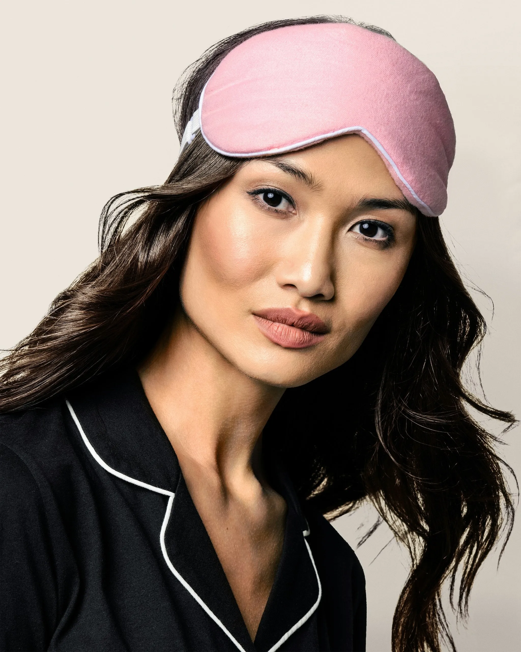 Women's Pink Flannel Traditional Sleep Mask sold by Petite Plume product image thumbnail 2