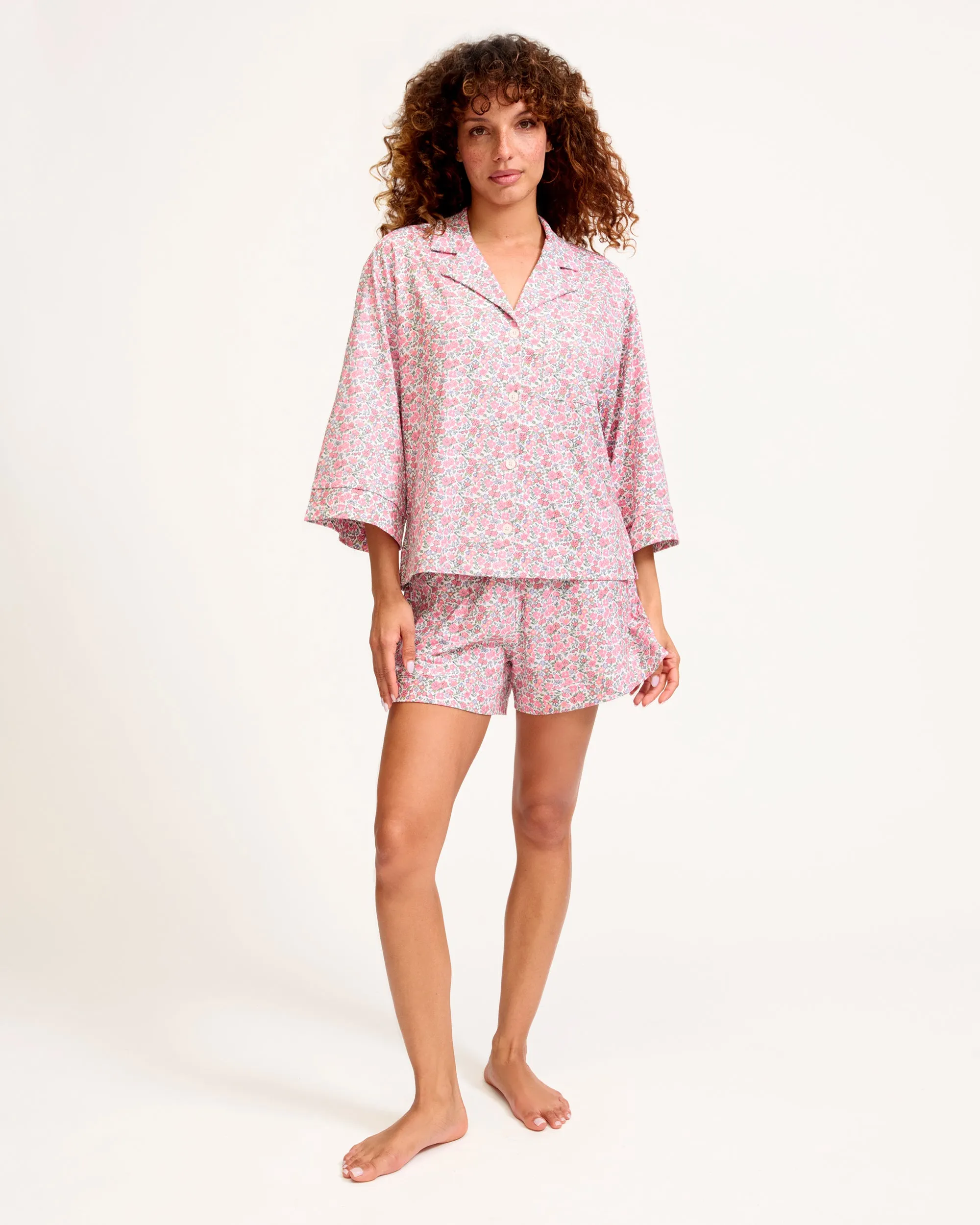 The Olivia Pima Short Set in Fleurs de Rose sold by Petite Plume product image thumbnail 2